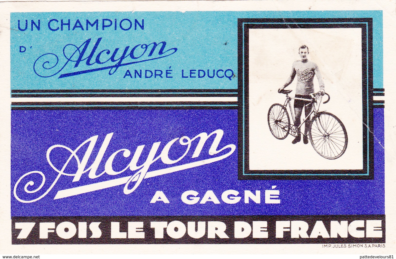 CPA Publicitaire Publicité André LEDUC Sur Cycle "ALCYON" Tour De France Vélo Bicyclette Cyclisme Cycling Radsport - Cyclisme