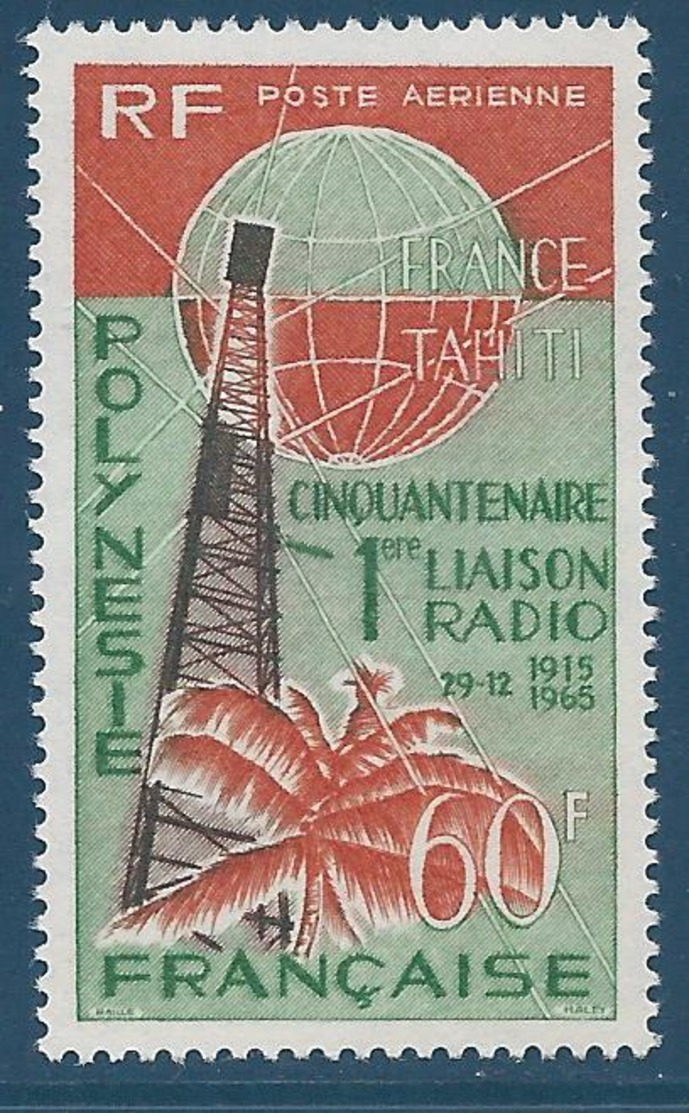 POLYNESIE 1966 - YT PA N°16 - 60 F. Cinquantenaire De La Liaison Radio Avec La Métropole - Neuf** - TTB Etat - Unused Stamps