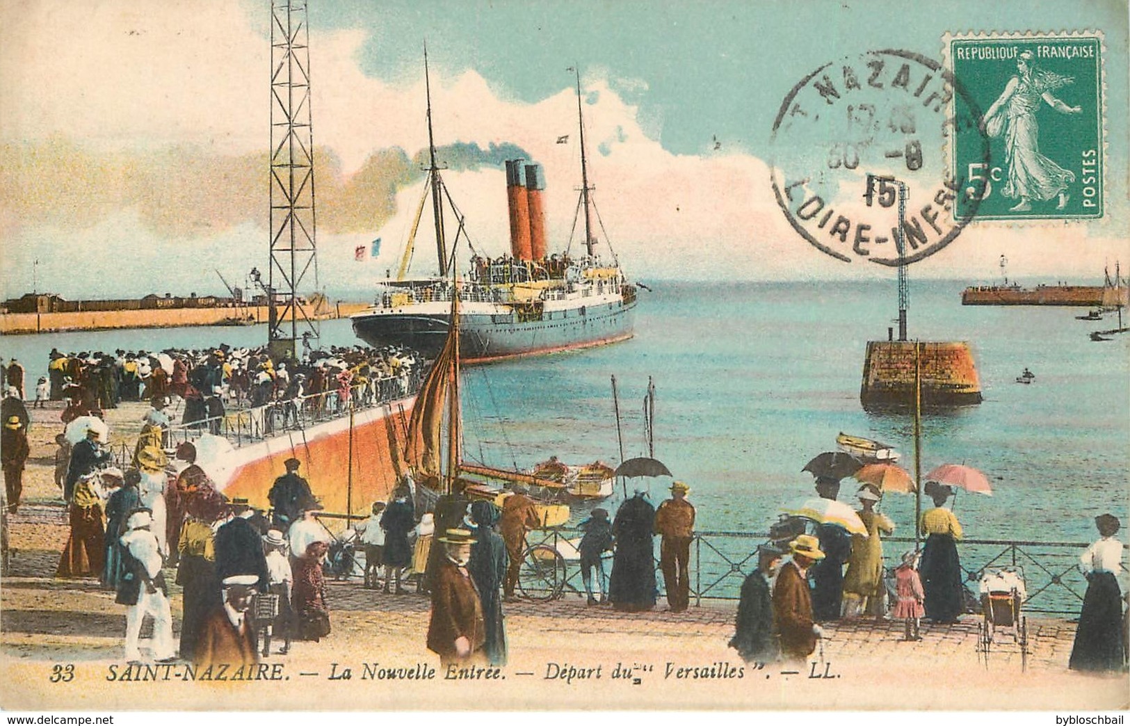 CPA 44 Loire Atlantique Saint Nazaire "La Normandie" Quittant Le Port + Départ Du "Versailles" La Nouvelle Entrée Bateau - Saint Nazaire