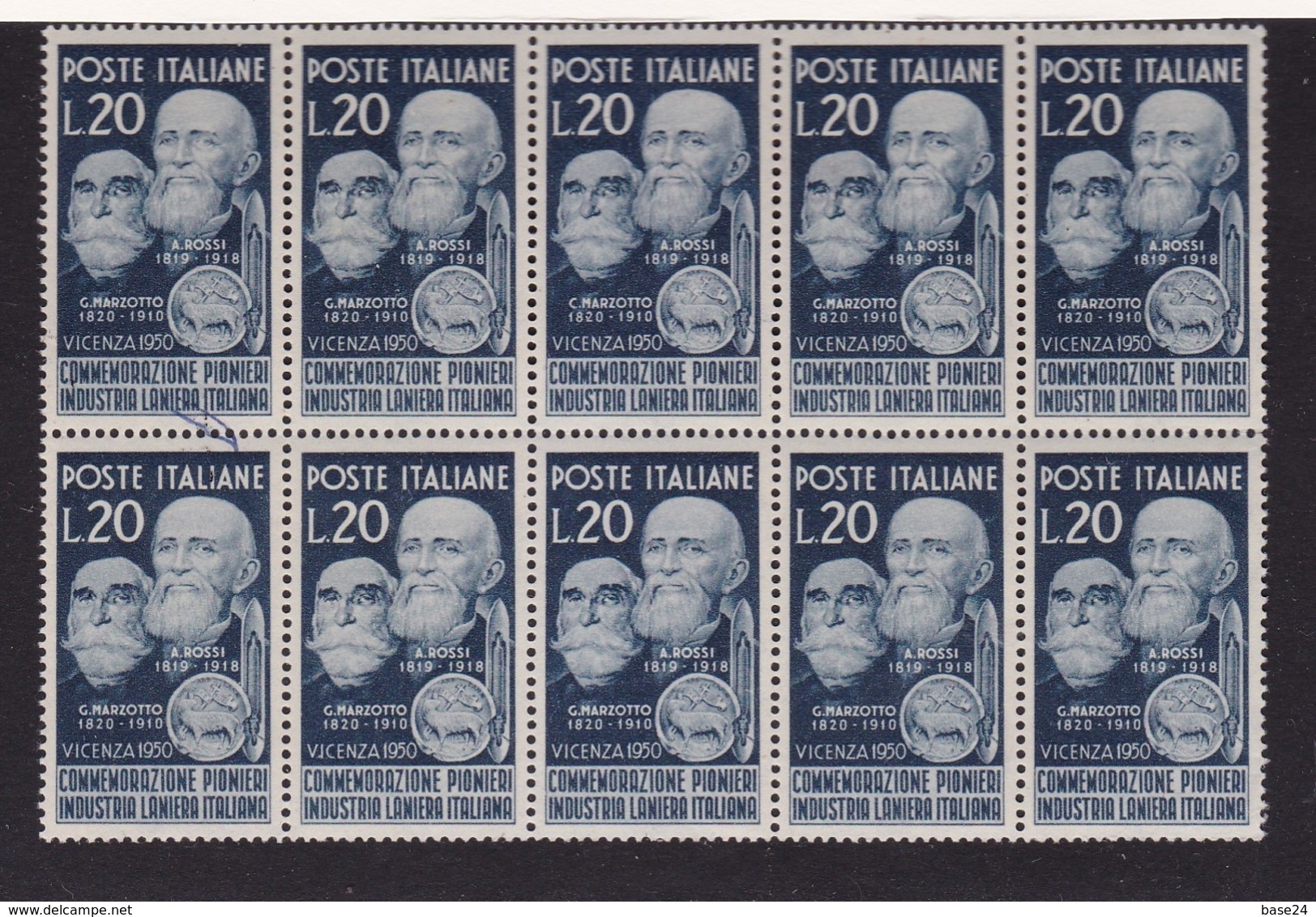 1950 Italia Italy Repubblica LANIERI 10 Serie MNH** Blocco - Tessili