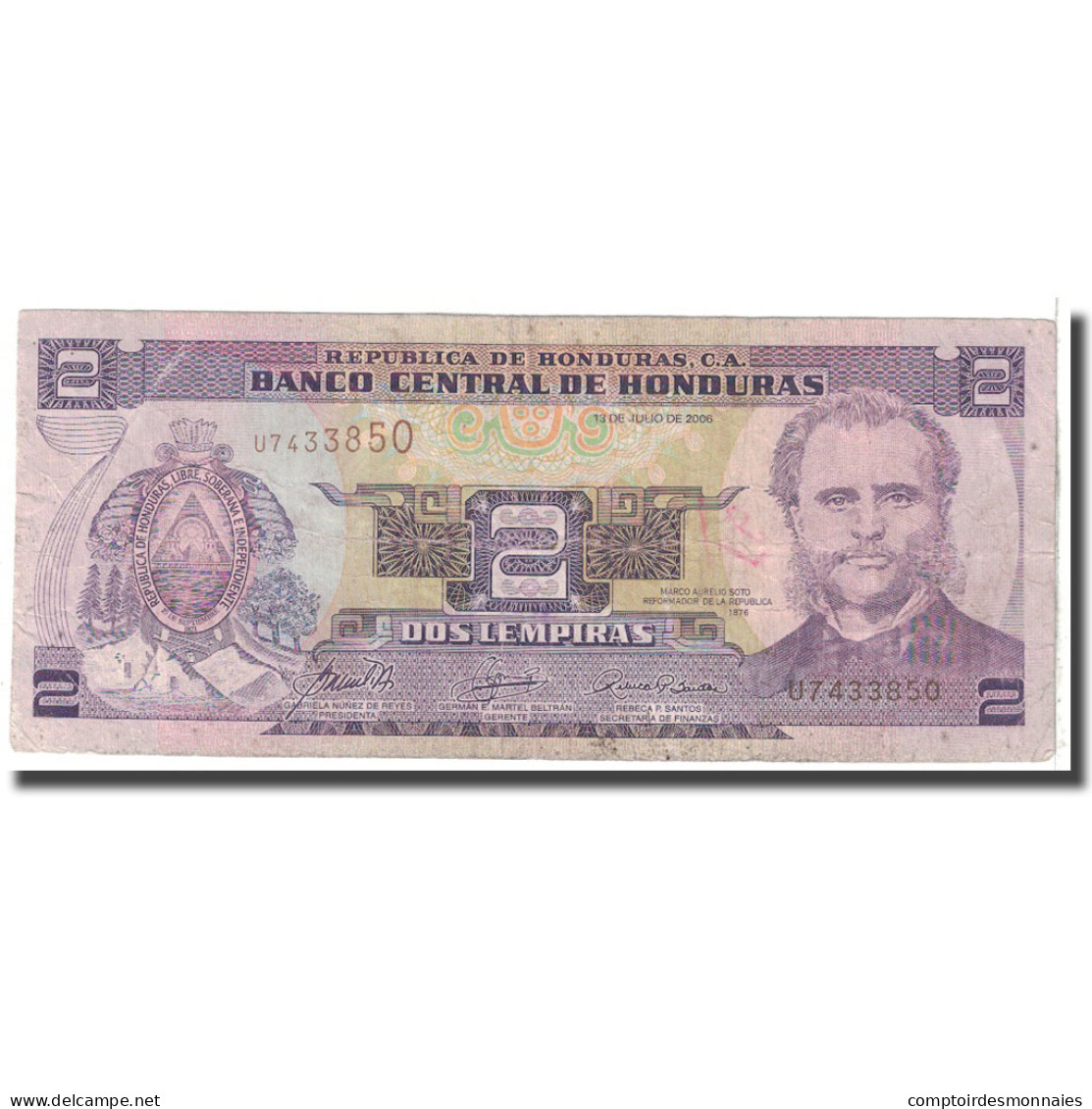 Billet, Honduras, 2 Lempiras, 2006, 2006-07-13, KM:80Ae, B - Honduras