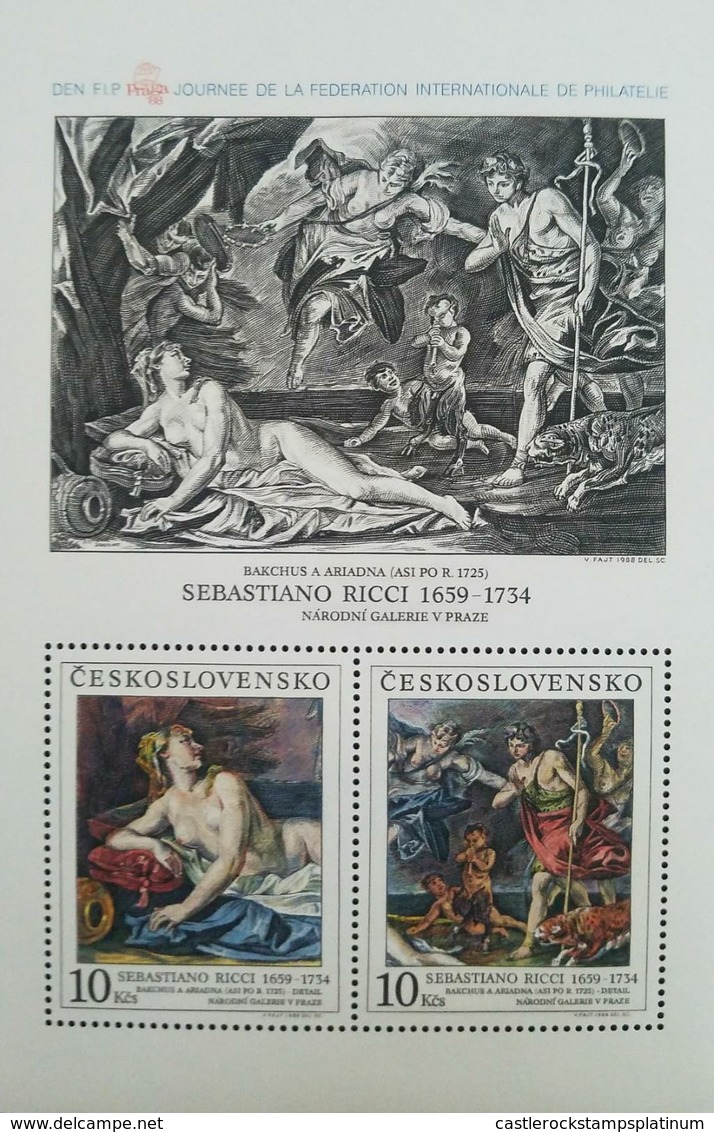 O) 1988 CZECHOSLOVAKIA,, OVERPRINT PRAGA 88DEN  F.I.P -FEDERATION INTERNATIONALE DE PHILATELIE. PAINTIN SEBASTIANO RICCI - Unused Stamps