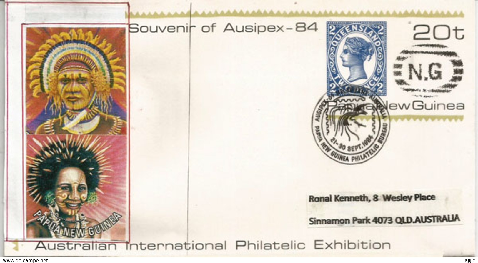 Papua. Briefpapier (Entier-Postal)  Papua-Neuguinea, Mit Stempel Queensland (Australien) - Nouvelle-Guinée