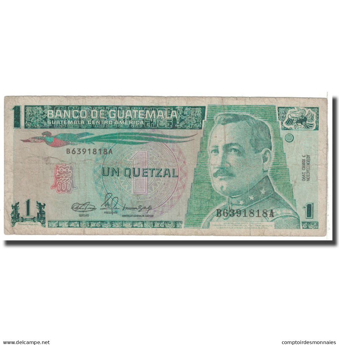 Billet, Guatemala, 1 Quetzal, 1990, 1990-01-03, KM:73a, B - Guatemala