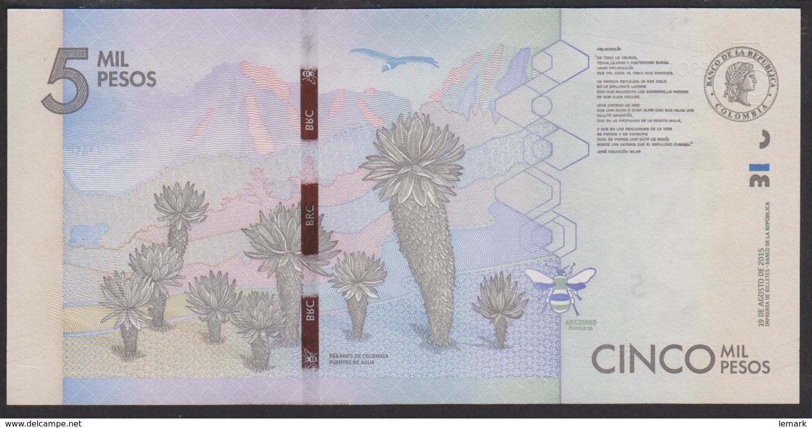 Colombia 5000 Pesos 2015 P459 UNC - Colombie