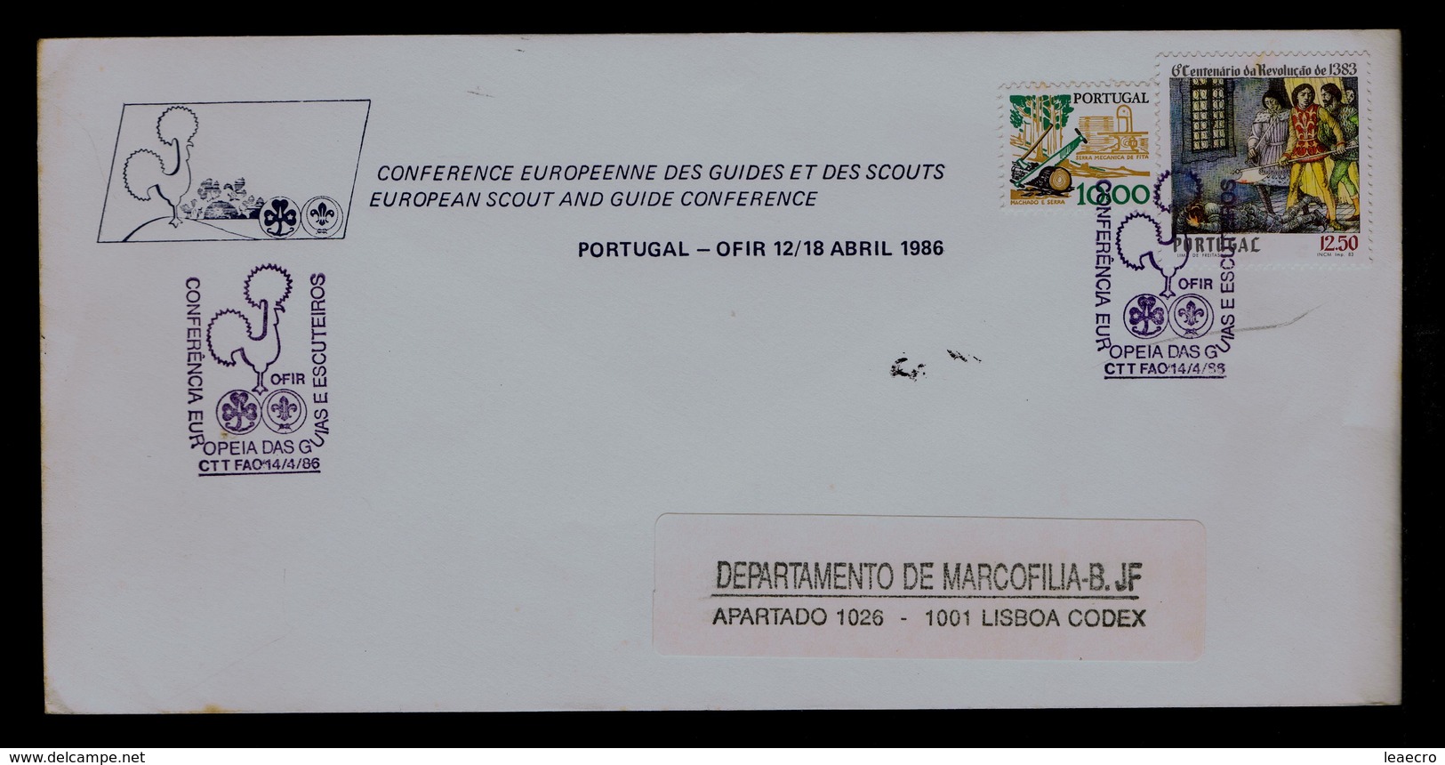 (OFIR-FÂO European Meeting Women Scouts GUIDES) Scouting Scoutisme Portugal Lisboa 1986 Boy Scouts (pmk 1R-cover) Gc3648 - Cartas & Documentos