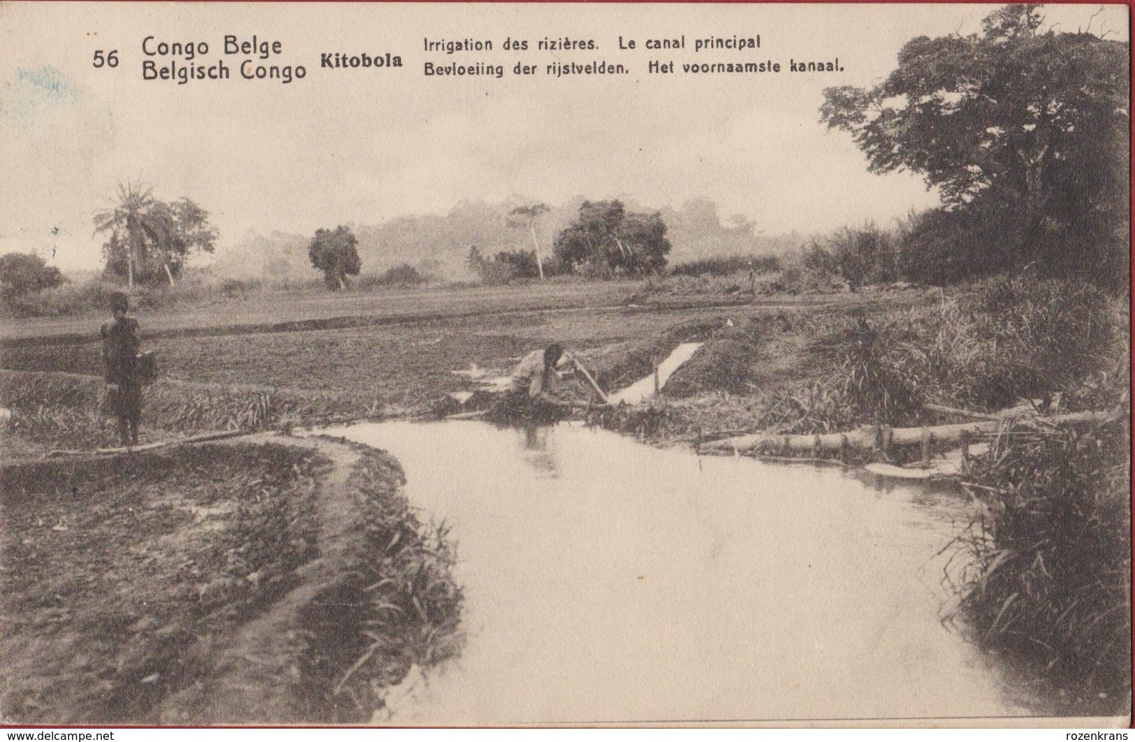 Belgisch Congo Belge 1920 Afrique Etnique Etnic Kitobola Irrigation Des Rizières Rijsvelden La Canal Africa Boma - Congo Belge