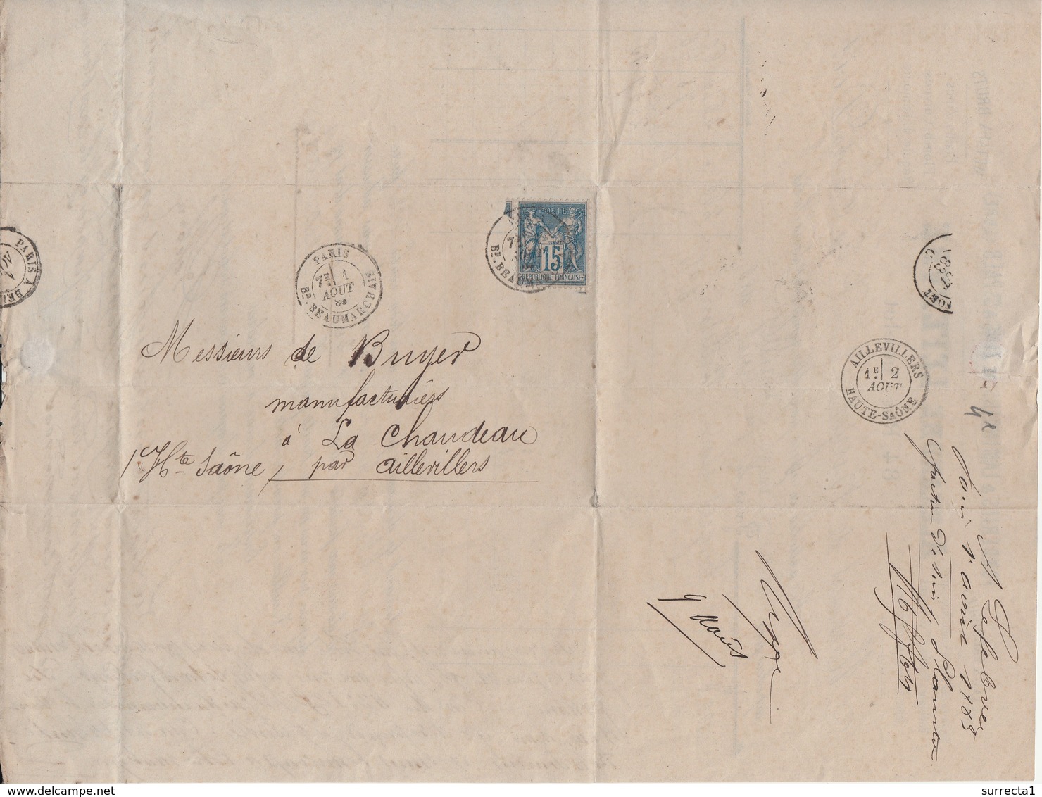 Lettre Facture 1883 / Alexandre LEFEBVRE / Fonderie Zinc St Paër 27 Eure / 84 Rue Amelot / 75 Paris - 1800 – 1899