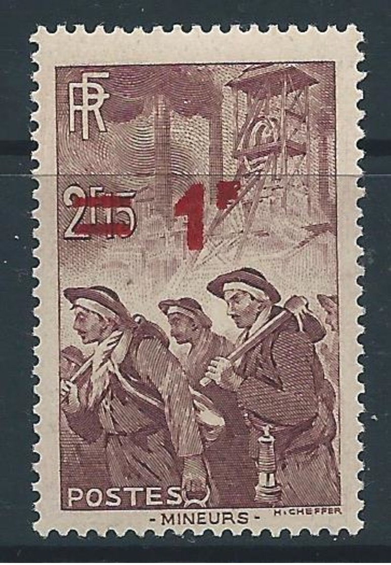 FRANCE 1940-41 - YT N°489 - 1 F. Sur 2 F 15 Brun-lilas - Neuf** - TTB Etat - Neufs