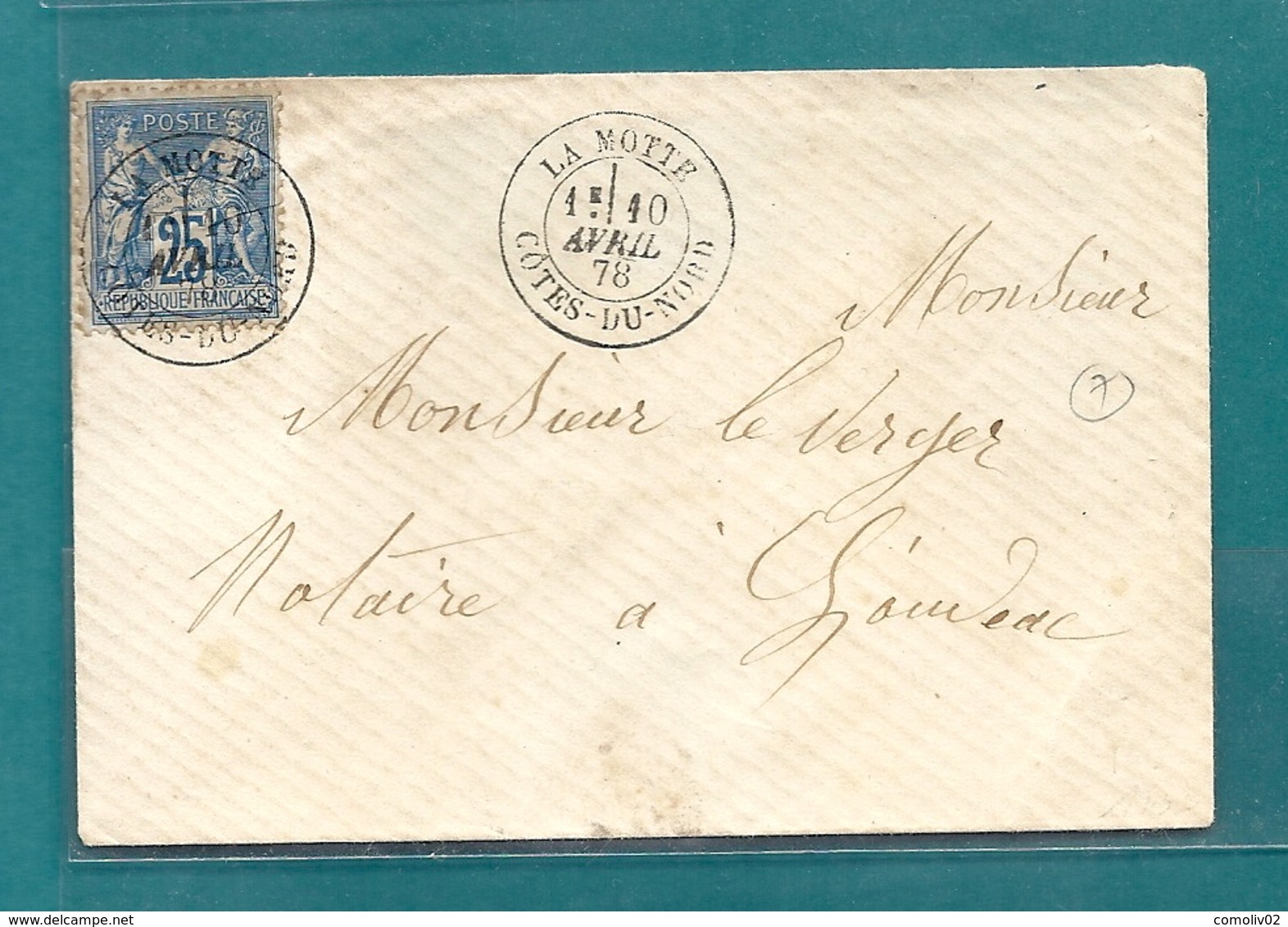 Cotes Du Nord - La Motte Pour Loudéac. CàD Type 18 Sur Sage - 1877-1920: Semi Modern Period