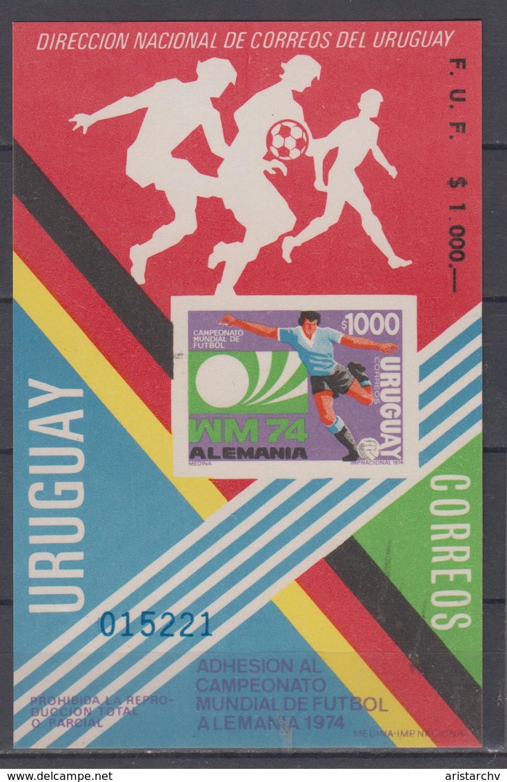 URUGUAY 1974 FOOTBALL WORLD CUP IMPERFORATED S/SHEET - 1974 – West Germany