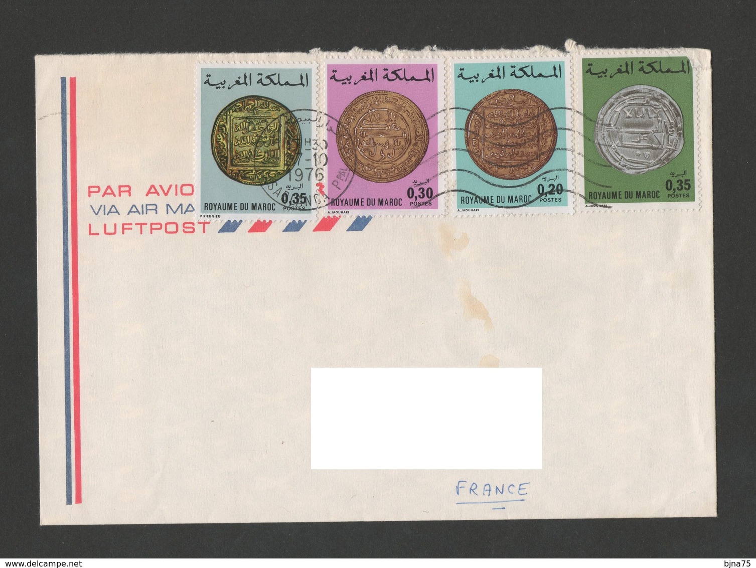 MAROC 1976 -  1979  N°  YT 758 771 772 773    Anciennes Monnaies Marocaines / Sur Enveloppes Vers La France - Maroc (1956-...)