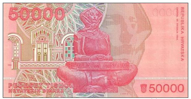 CROATIA 50000 Dinara 1993  P-26 **UNC** - Croatie