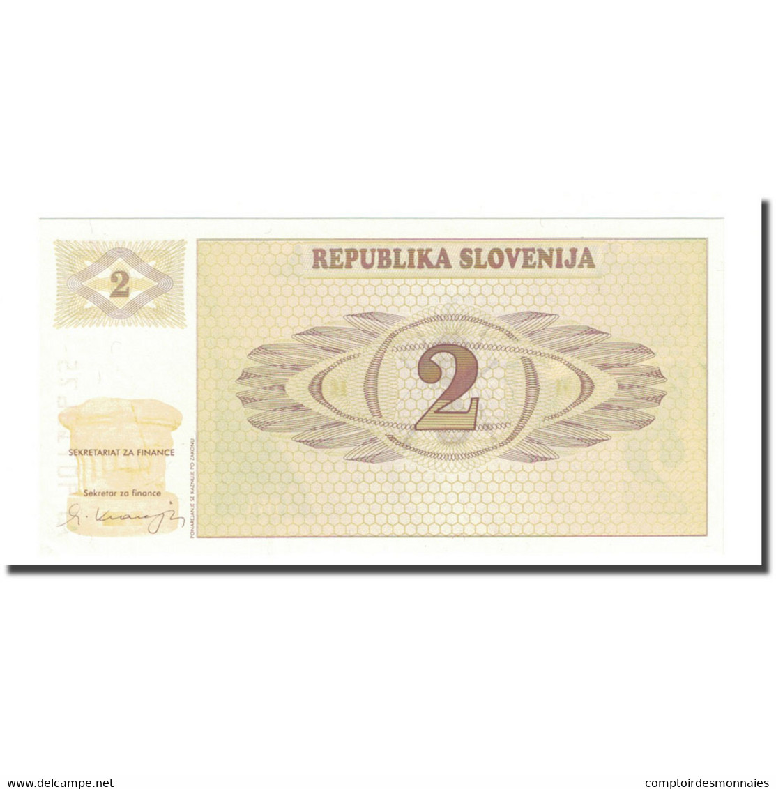 Billet, Slovénie, 2 (Tolarjev), KM:2a, NEUF - Slovénie