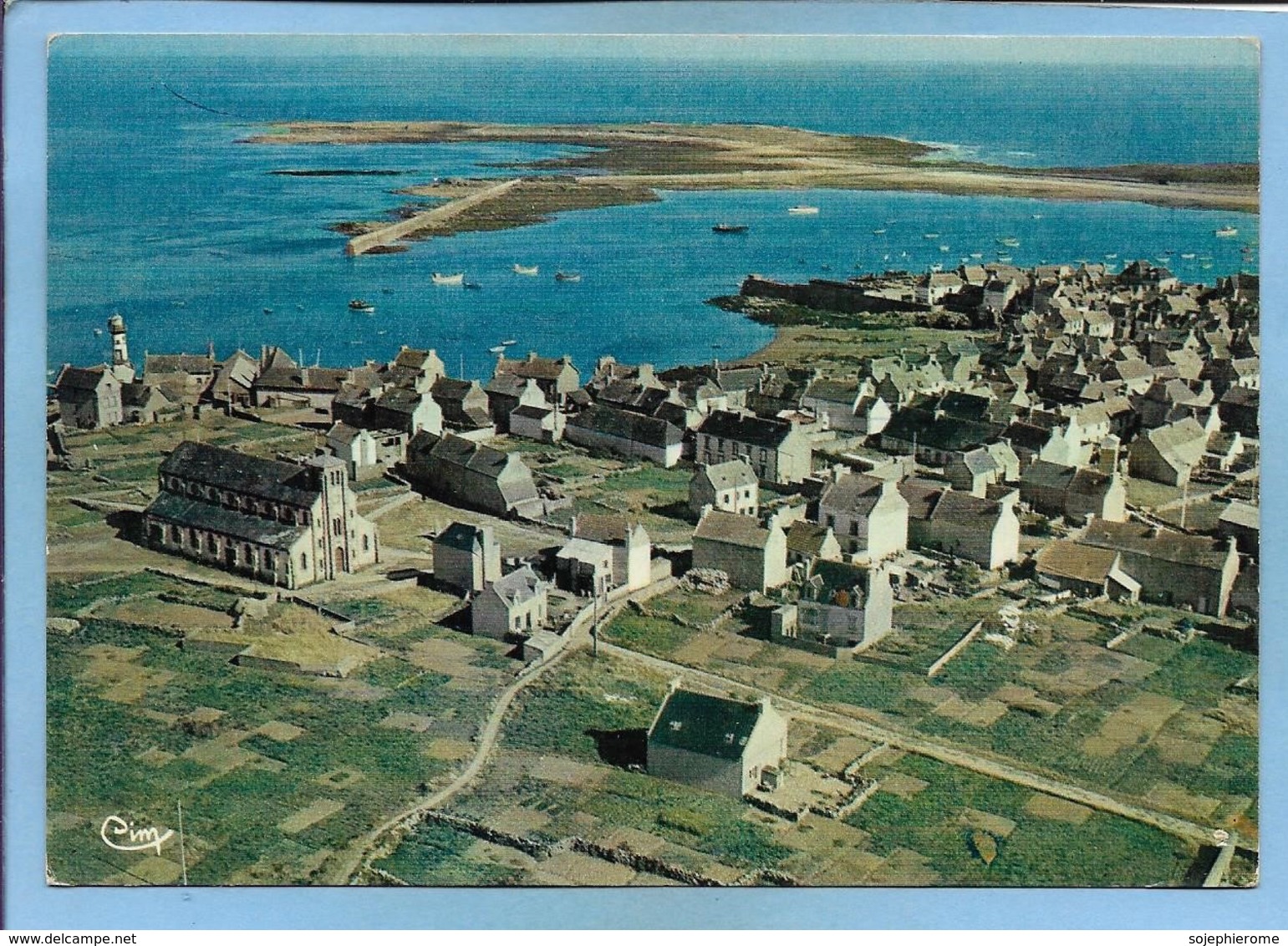 L'île-de-Sein (29) Vue Générale Aérienne 2 Scans Cachet "Pointe Du Van Finistère Côte Des Légendes" (Cléden-Cap-Sizun) - Ile De Sein
