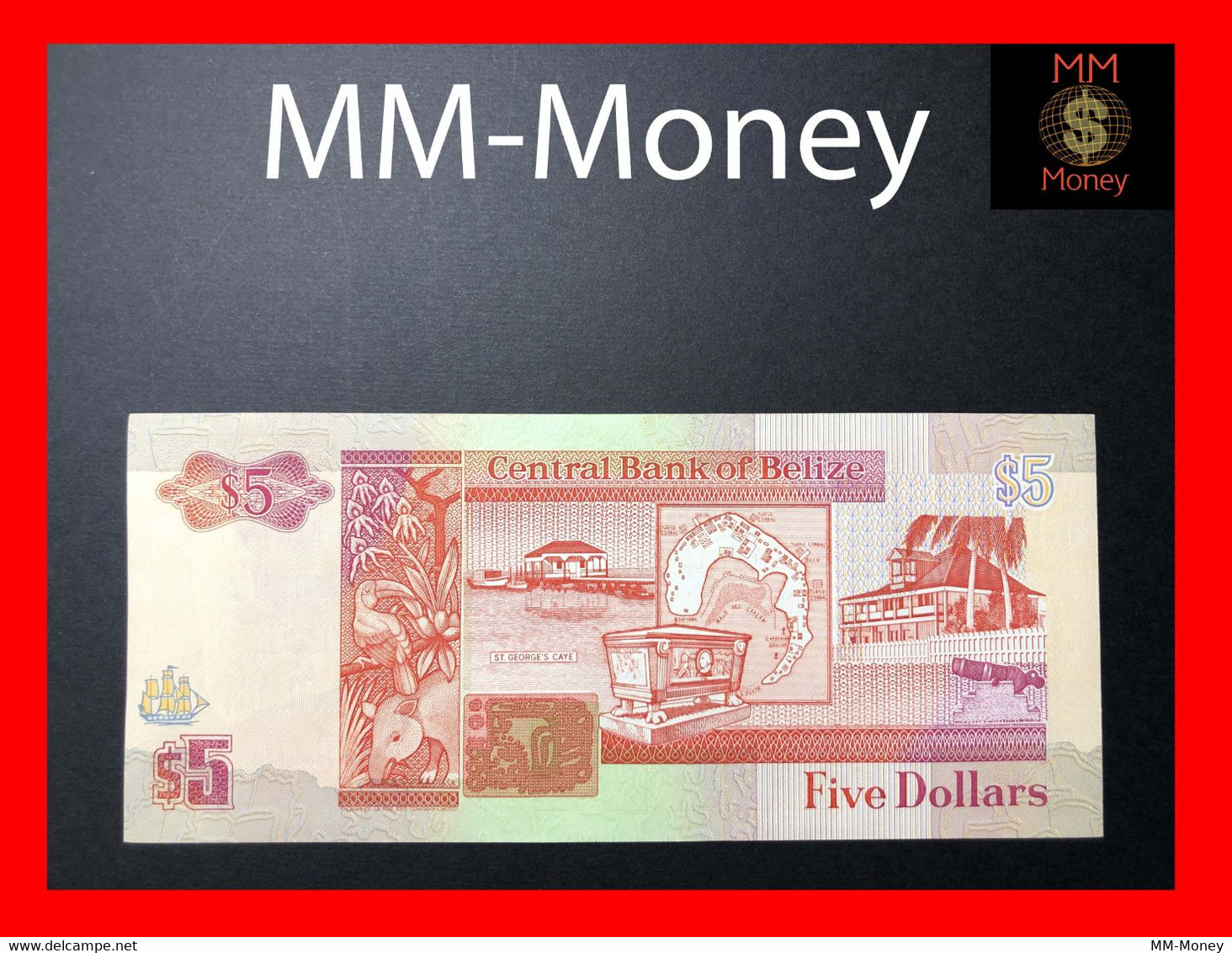 BELIZE 5 $  1.5.1990  P. 53  UNC - Belize