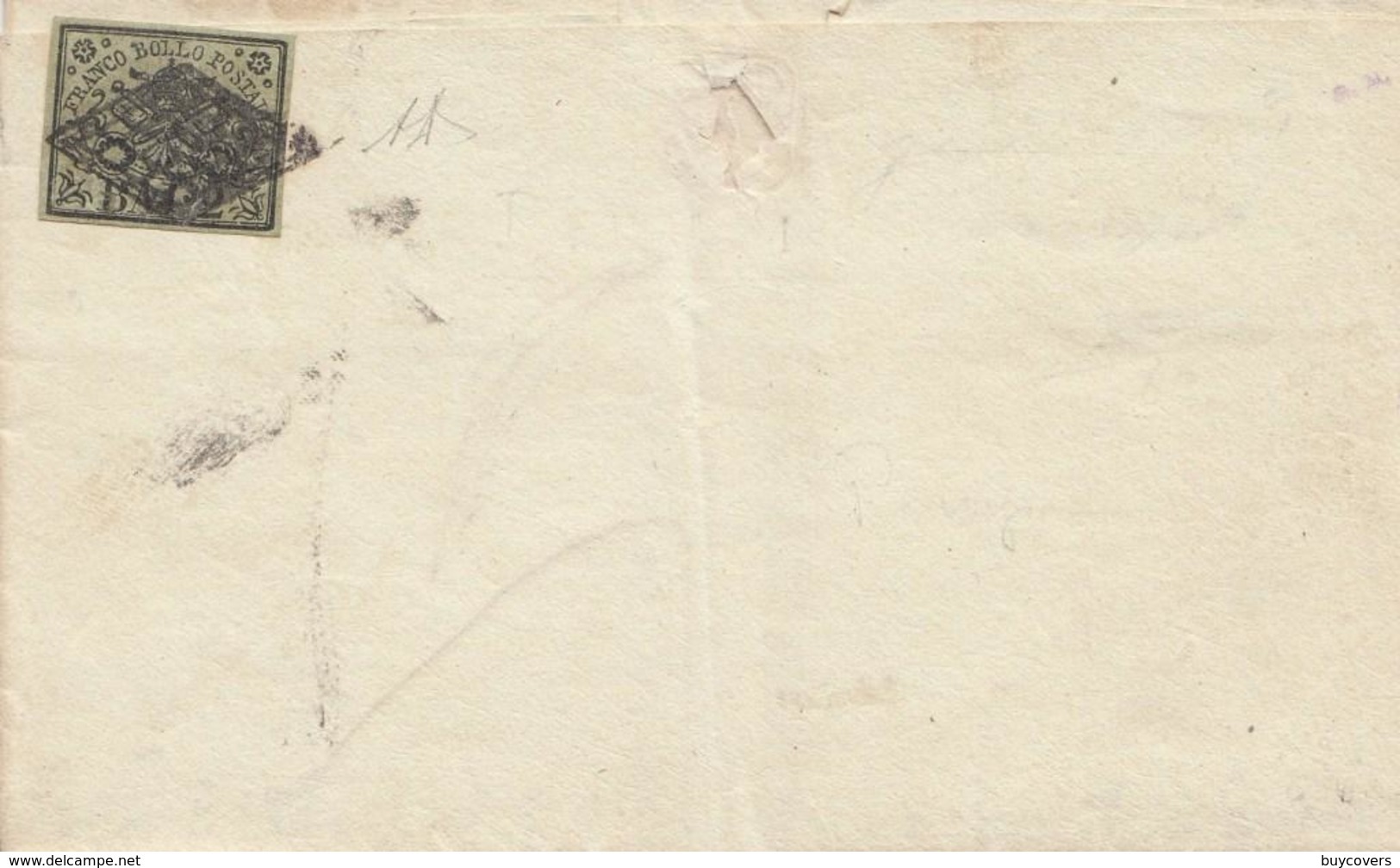 P408 - PONTIFICIO - Lettera Del 1852 Da Perugia A Fratta Con, Al Verso,  2 Baj Verde Oliva. - Estados Pontificados