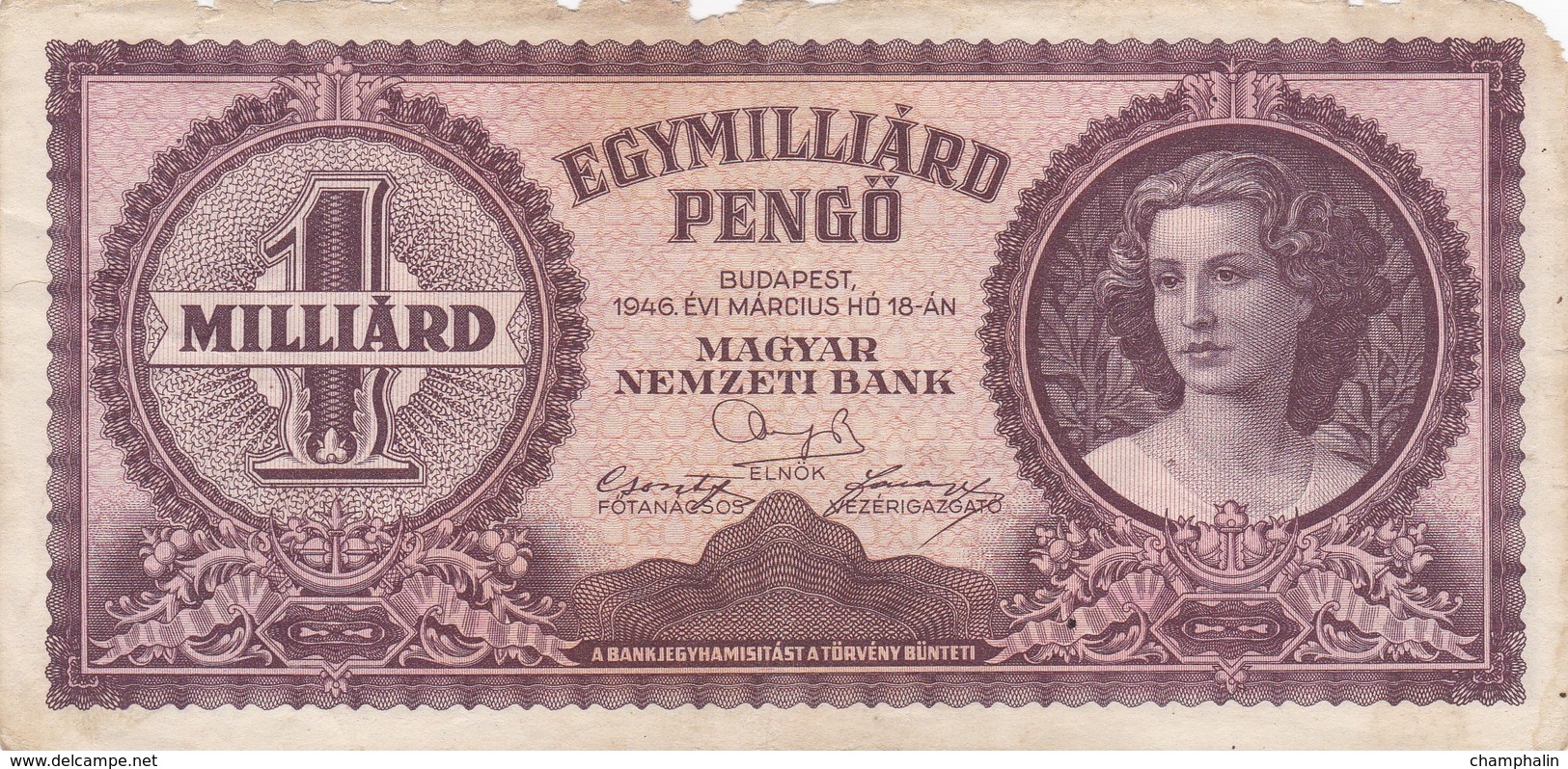 Hongrie - Billet De 1 Milliard De Pengo - 18 Mars 1946 - Hungary