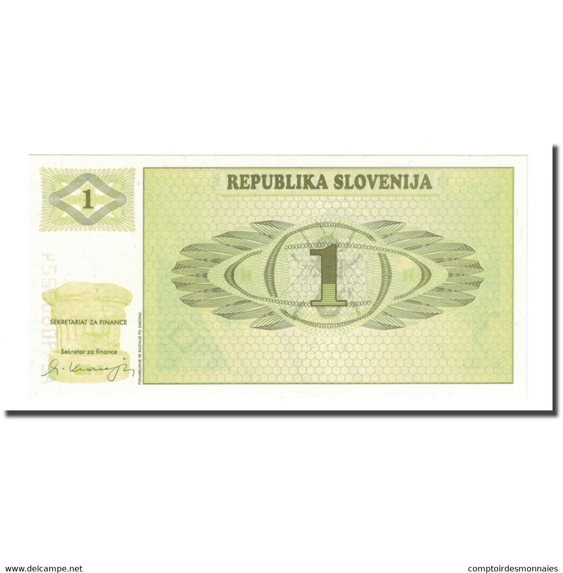 Billet, Slovénie, 1 (Tolar), KM:1a, NEUF - Slovénie