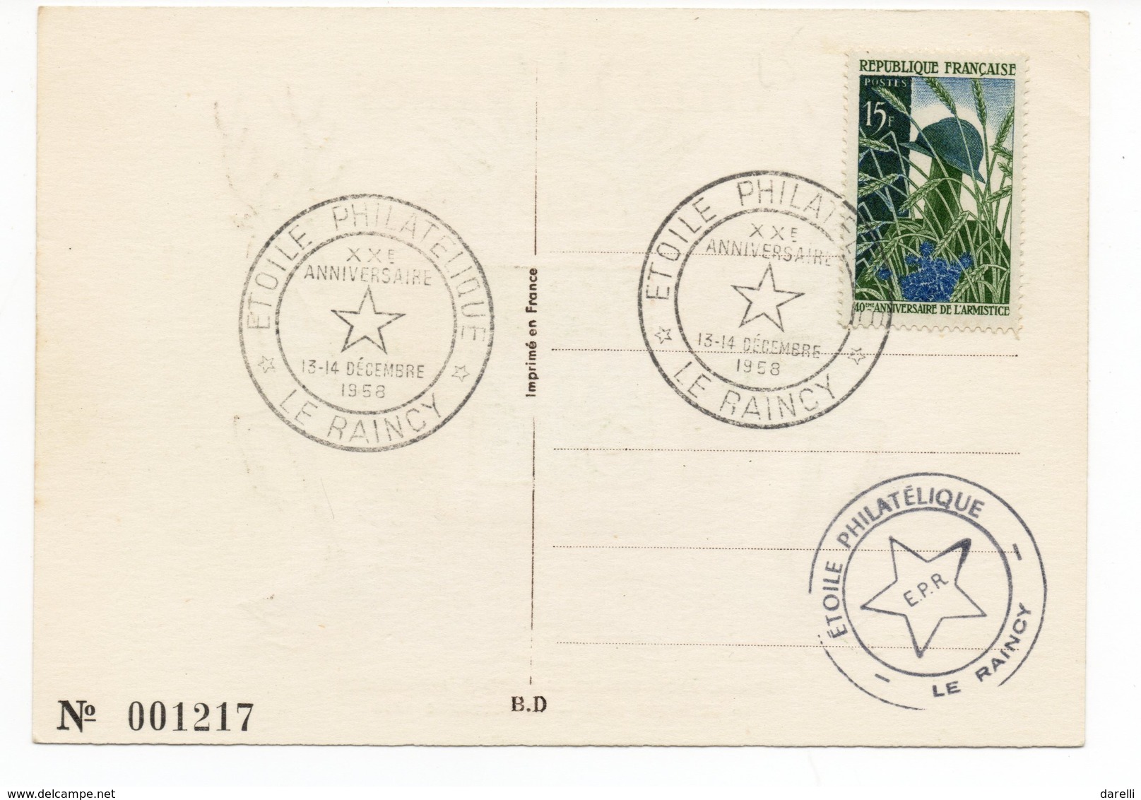 CP 93 - Armoiries Blason De LE RAINCY- Anniversaire De L'Etoile Philatélique-1958 - Oblitération Commémorative (18-386) - Le Raincy