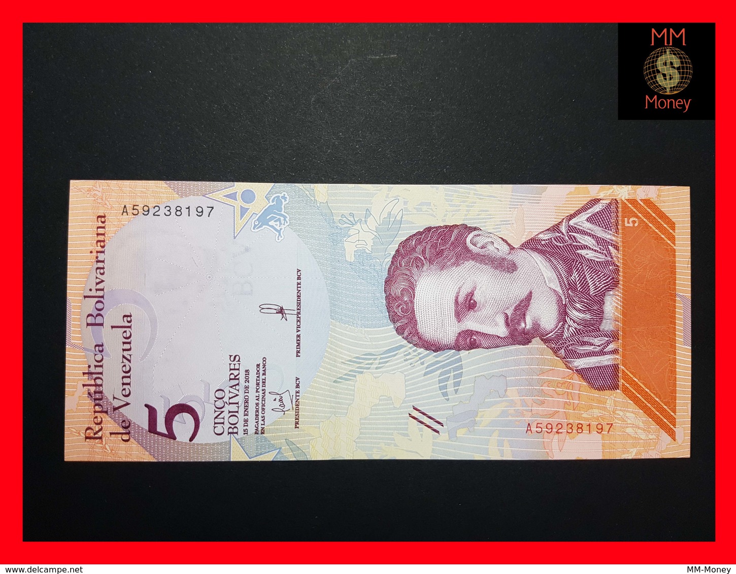 VENEZUELA  5 Bolivares 15.1.2018 P. 102 UNC - Venezuela