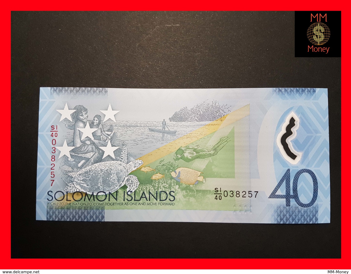 SOLOMON ISLANDS   40 $  2018  P. 37  *commemorative*  Polymer  UNC - Solomon Islands