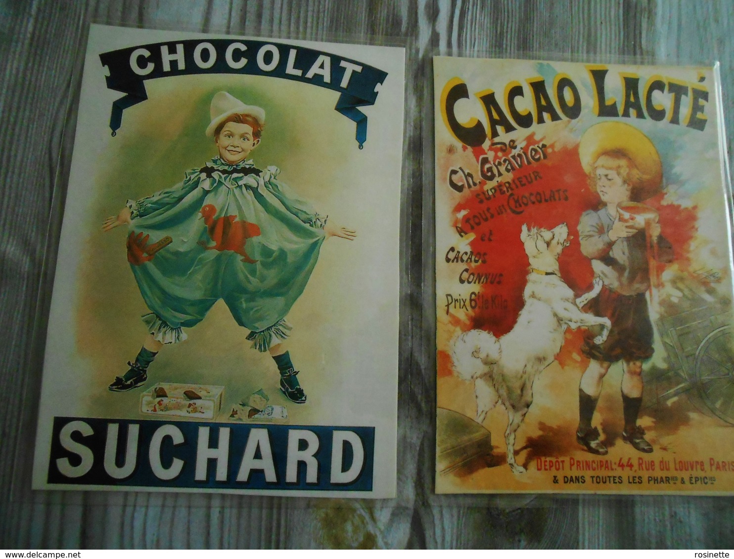 2 Repro  Cartonnées Et Plastifiées  PUBLICITE  CHOCOLAT /CACAO LACTE De C. Gravier - CHOCOLAT  SUCHARD - Autres & Non Classés