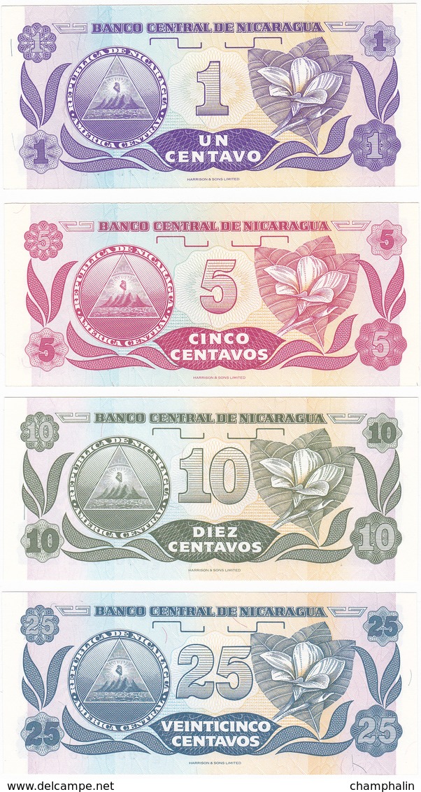 Nicaragua - Lot De 4 Billets De 1, 5, 10 & 25 Centavos De Cordoba - Neufs - Nicaragua