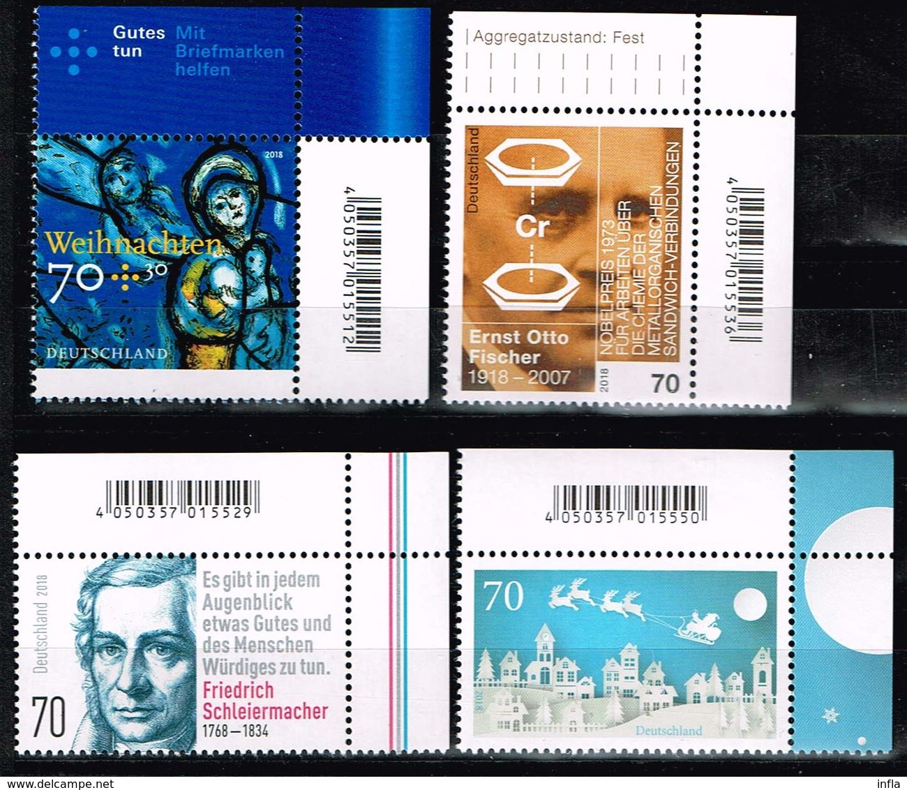 Bund 2018, Michel# 3418 - 3421 ** Neuausgaben November, New Issues - Neufs