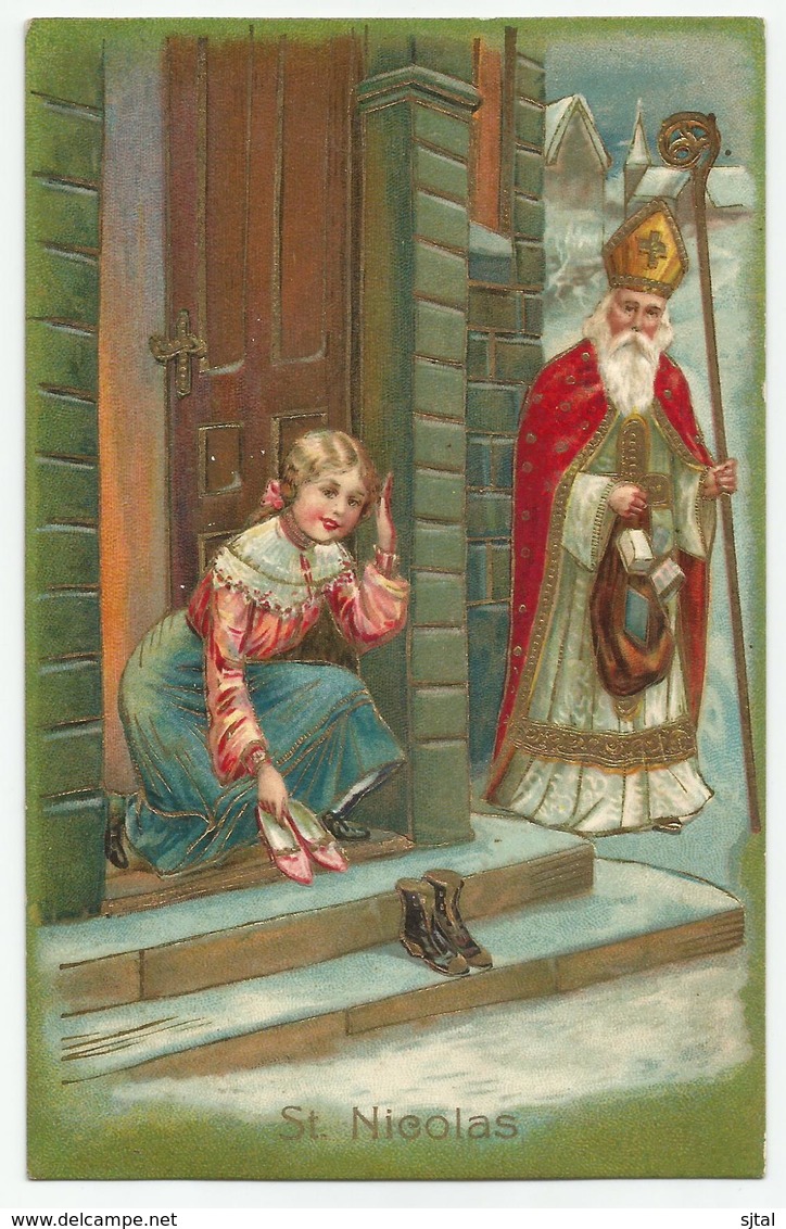 Sinterklaas / St Nicolas - Gaufré Reliëf  Dorures - Verstuurd 1905 - Saint-Nicolas