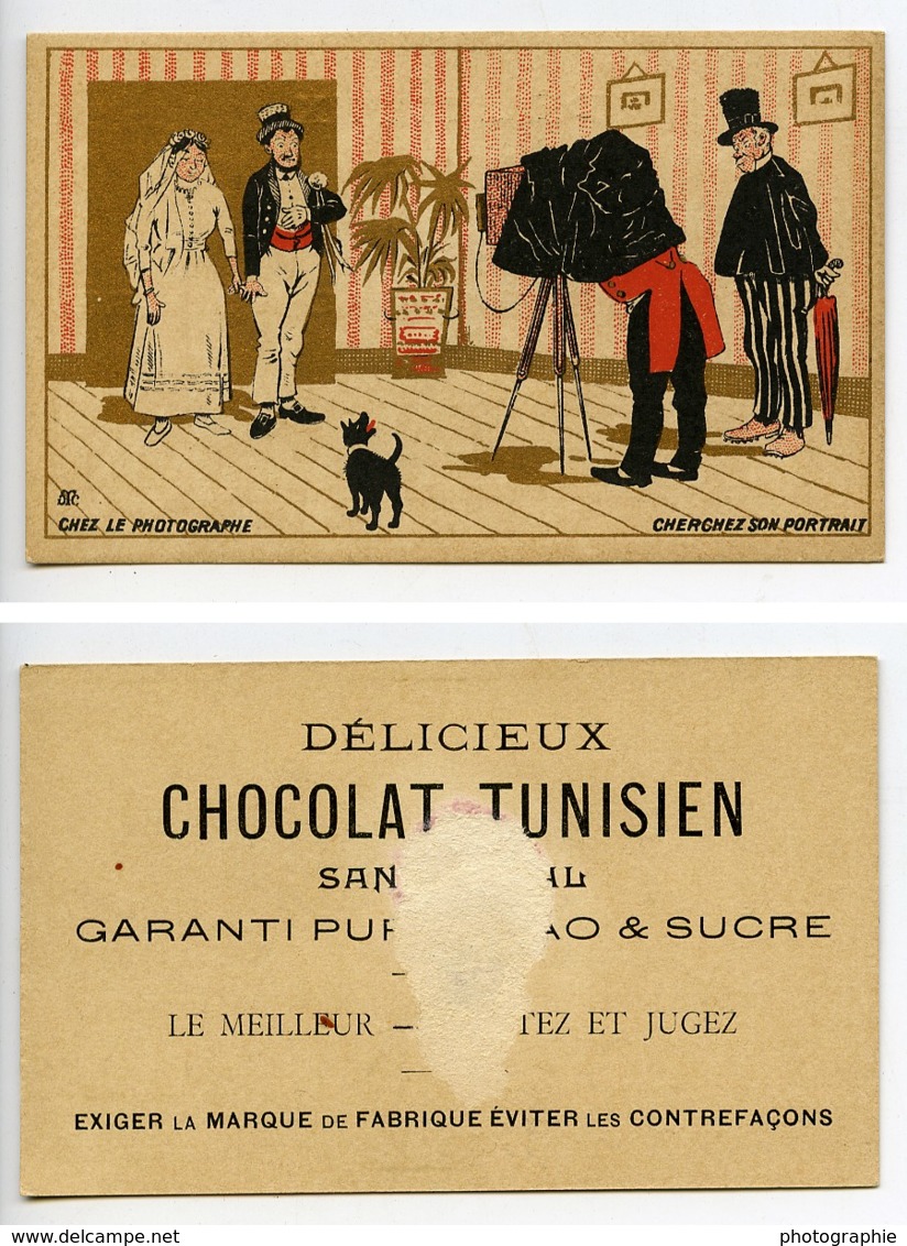 France Chocolat Tunisien Chromo Publicitaire Chez Le Photographe 1890 - Altri & Non Classificati