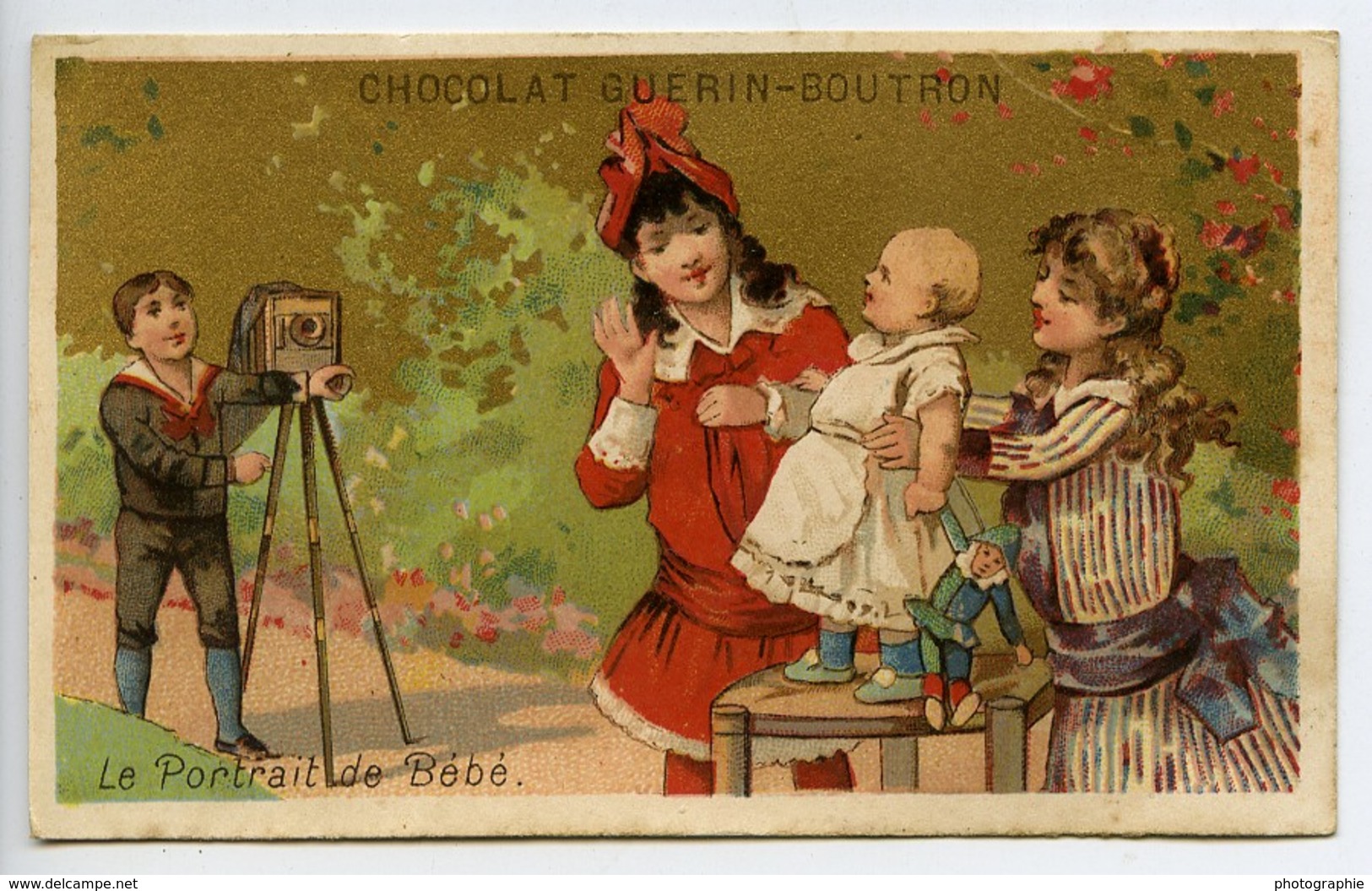 France Paris Chocolat Guerin Boutron Chromo Publicitaire Bebe & Photographe 1890 - Autres & Non Classés