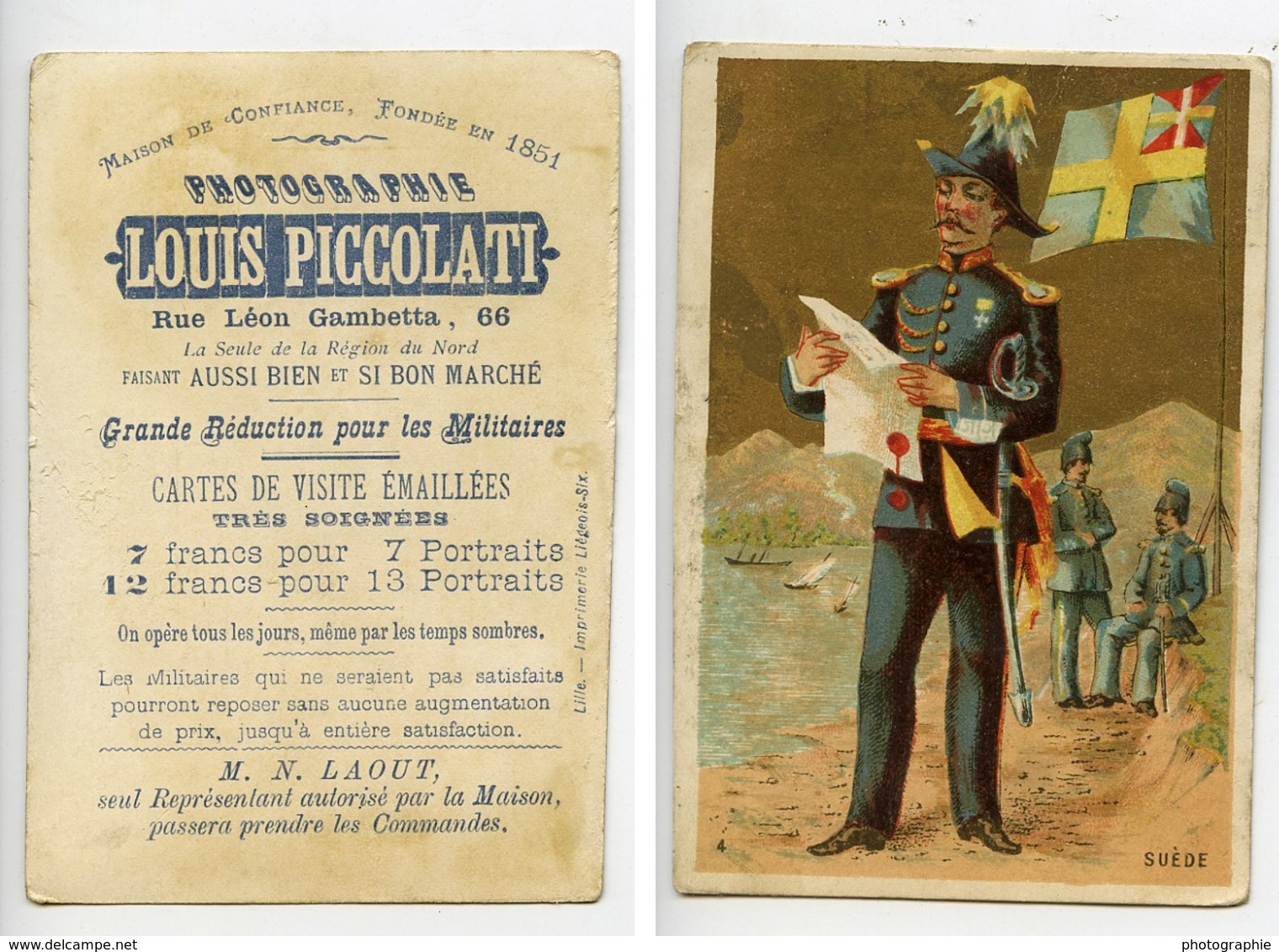 France Lille Chromo Publicitaire Suede Photographe Louis Piccolati 1890 - Other & Unclassified