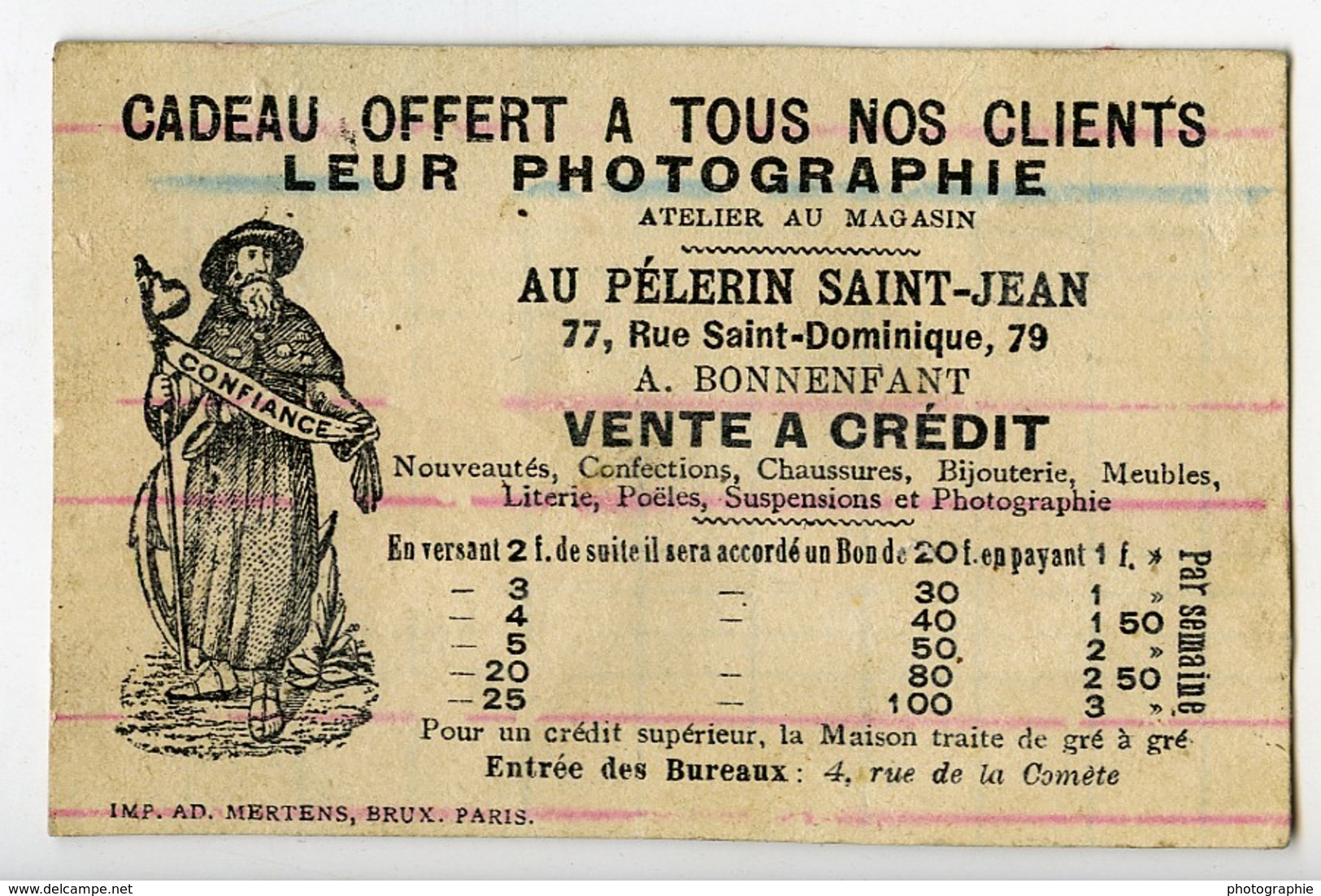 France Paris Au Pelerin Saint Jean Chromo Publicitaire Photographe 1890 - Autres & Non Classés