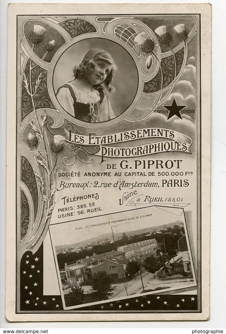 France Paris Carte Postale Etablissements Photographiques Piprot Marque Etoile 1910 - Other & Unclassified