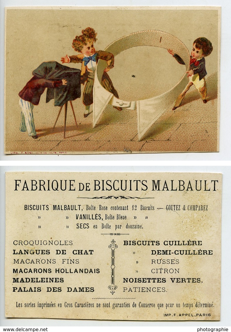 France Biscuits Malbault Chromo Publicitaire Photographe Faux Col 1890 - Other & Unclassified