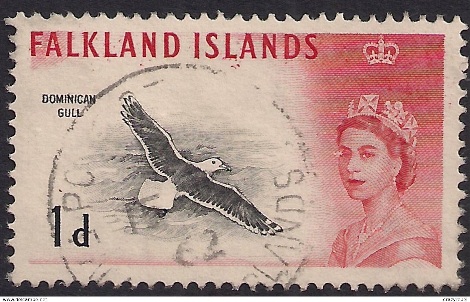 Falkland Island 1960 - 66 QE2 1d Black Backed Gull SG 194 ( K1340 ) - Falkland Islands