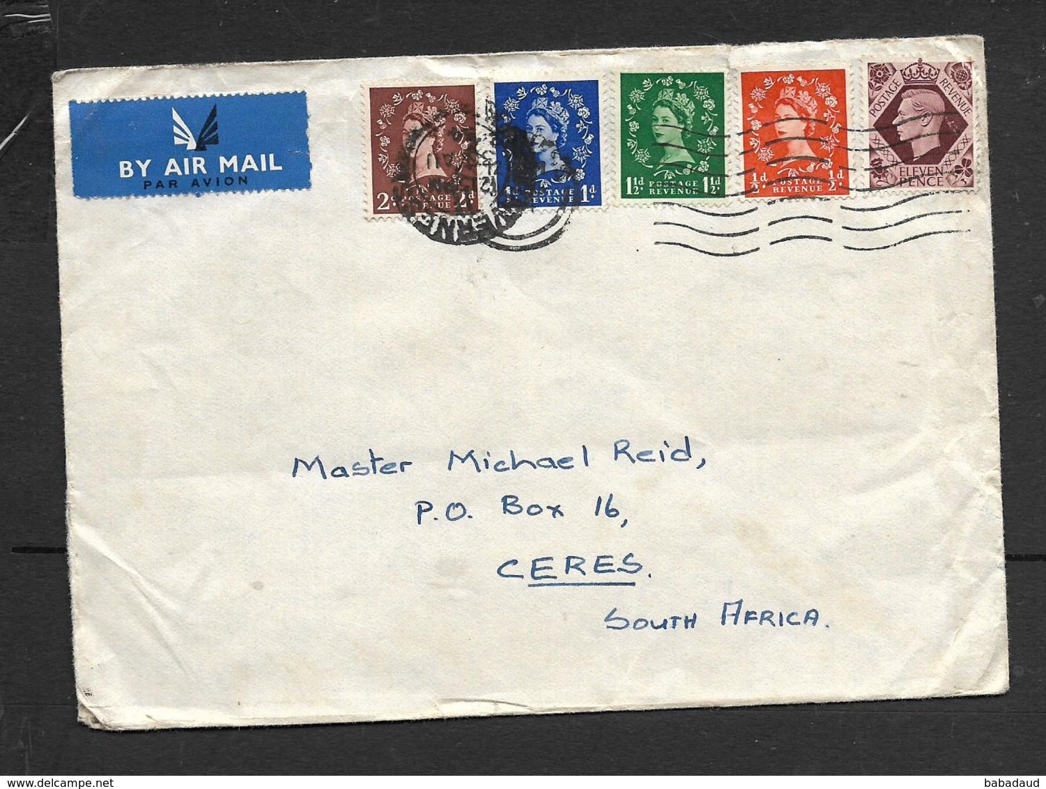 Great Britain, EIIR, Cover, 1s4d, INVERNESS 30 AU 54 > S.Africa, - Lettres & Documents