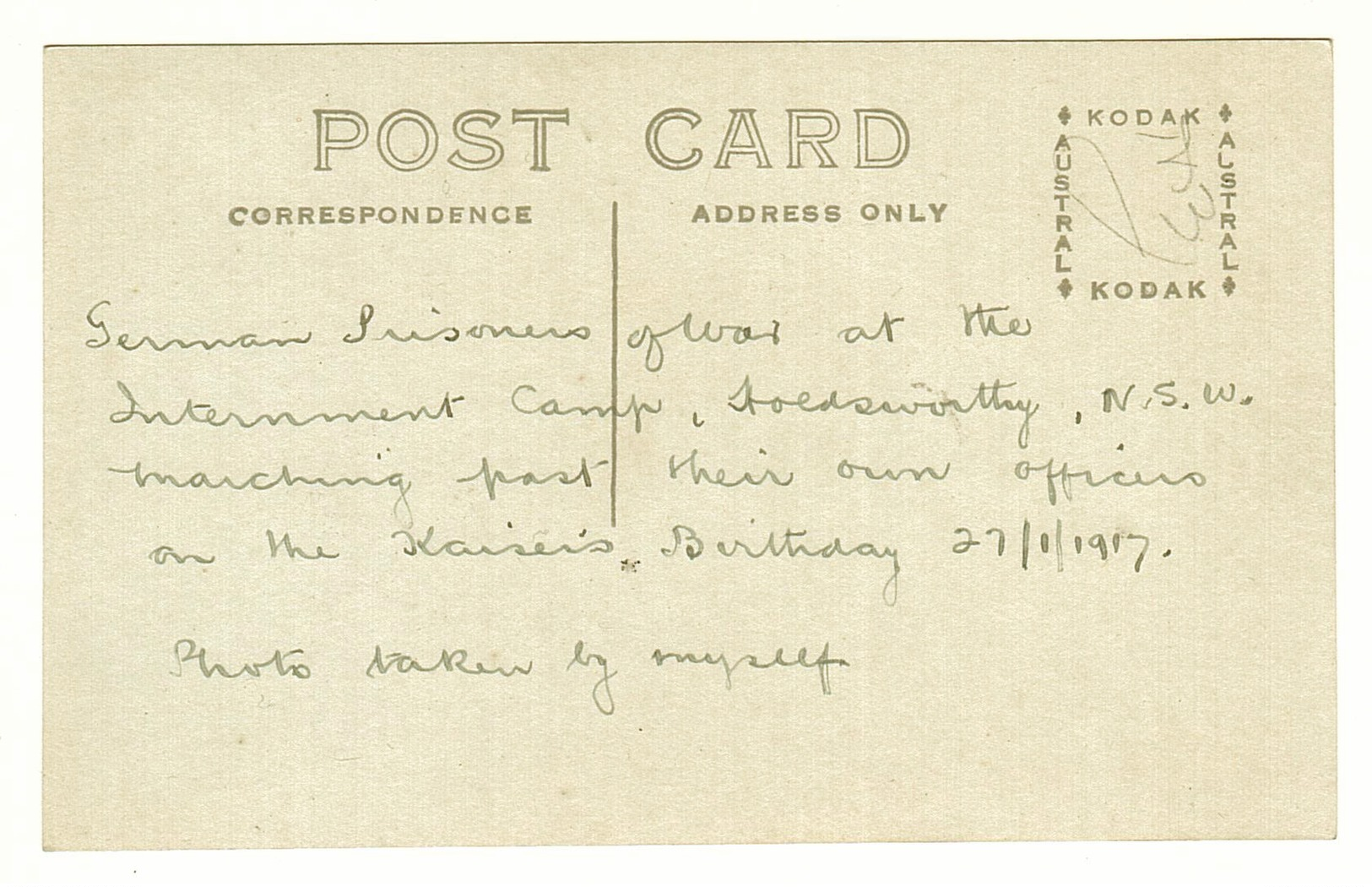 NSW, Sydney, Liverpool, Holdsworthy (Holsworthy), German Internment & POW Camp, SMS Emden, WW1, Photo Postcard - Sydney