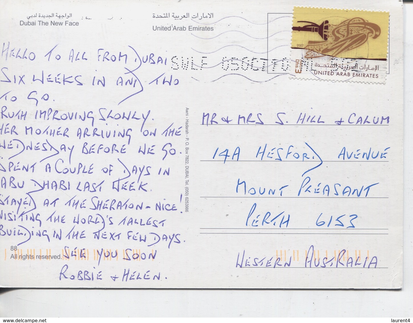 (675) USA - Dubai (with Stamp At Back Of Card) - Emirats Arabes Unis
