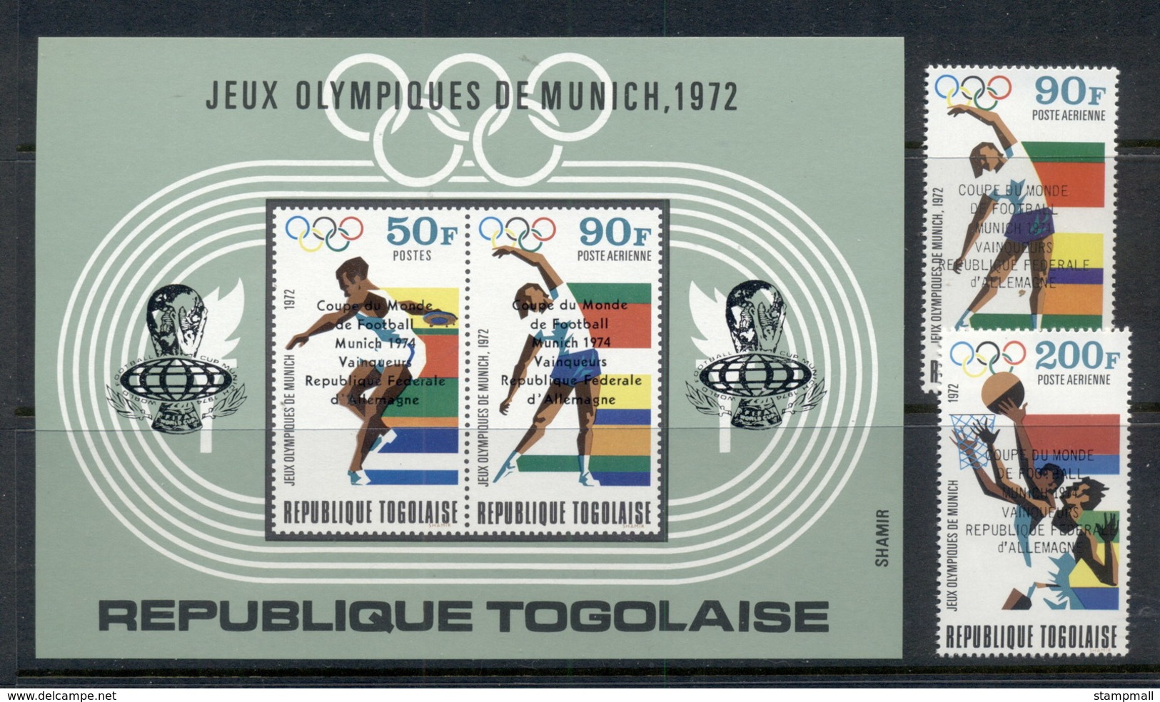Togo 1974 Olympics Opt World Cup Soccer Winners + MS MUH - Togo (1960-...)