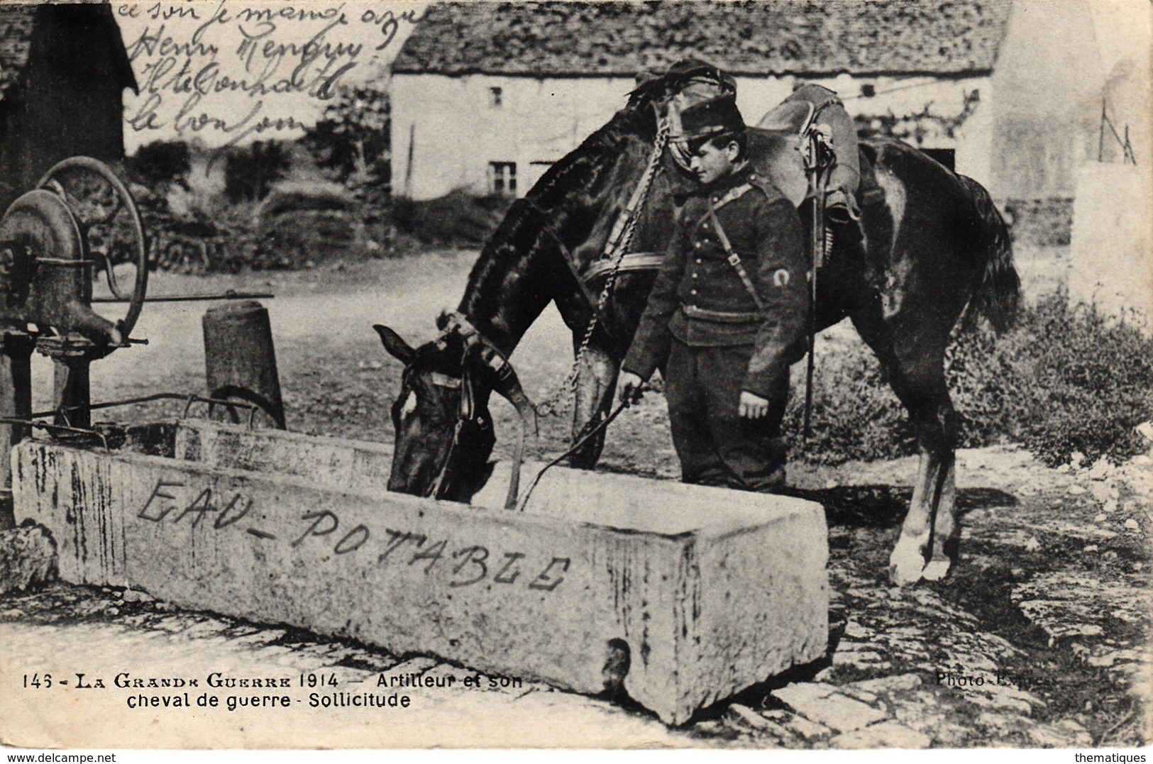 Thématiques 2018 Commémoration Fin De Guerre 1914 1918 Artilleur Et Son Cheval De Guerre Sollicitude - Guerra 1914-18