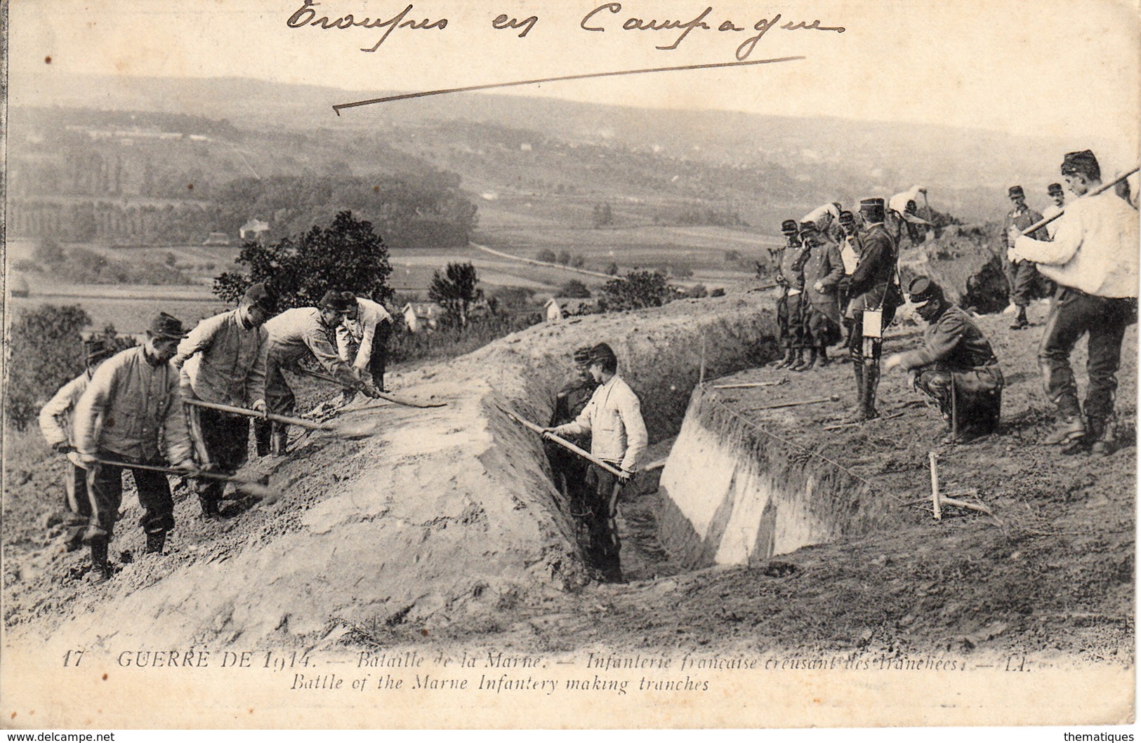 Thématiques 2018 Commémoration Fin De Guerre 1914 1918 Bataille De La Marne Infanterie Creusant Tranchées - Weltkrieg 1914-18