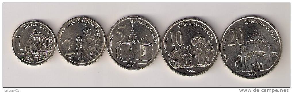 Serbia 2003. Coin Set UNC 1 - 2 - 5 - 10 - 20 Dinara - Serbie
