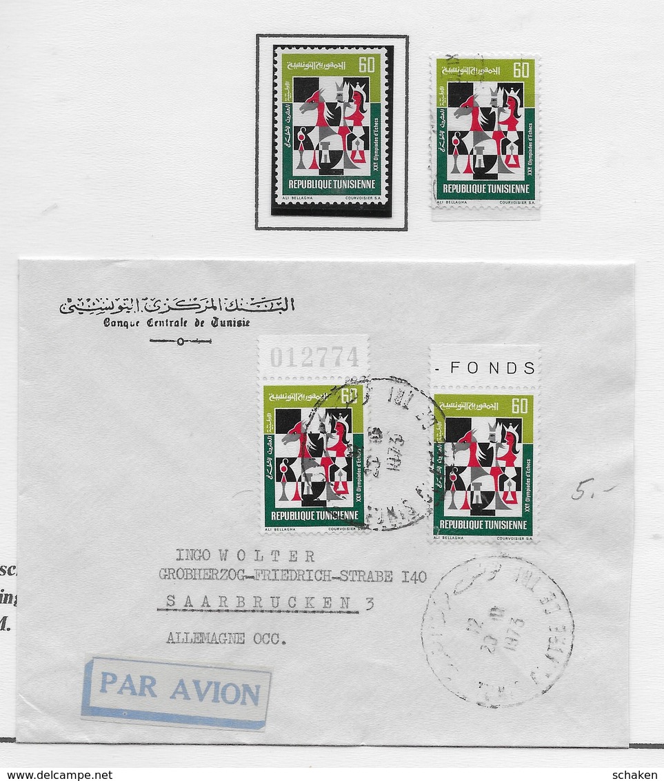 Tunesia 1972; Chess Echecs; Used Cover + Stamps - Tunisia