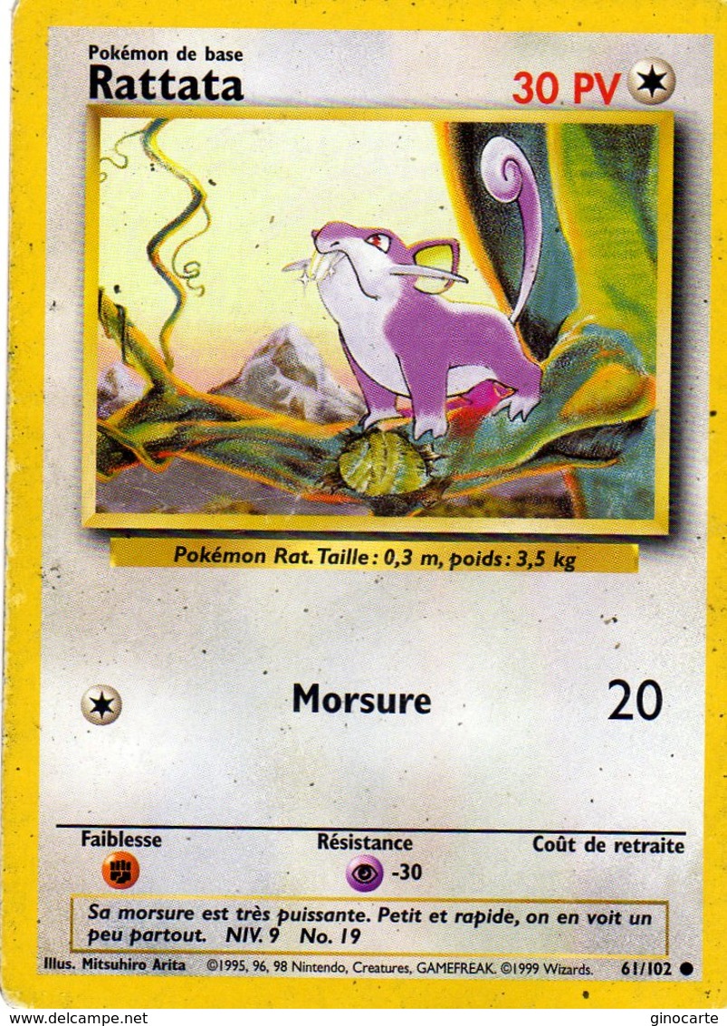 Carte Pokemon 61/102 Rattata 30pv 1995 Wizards - Wizards