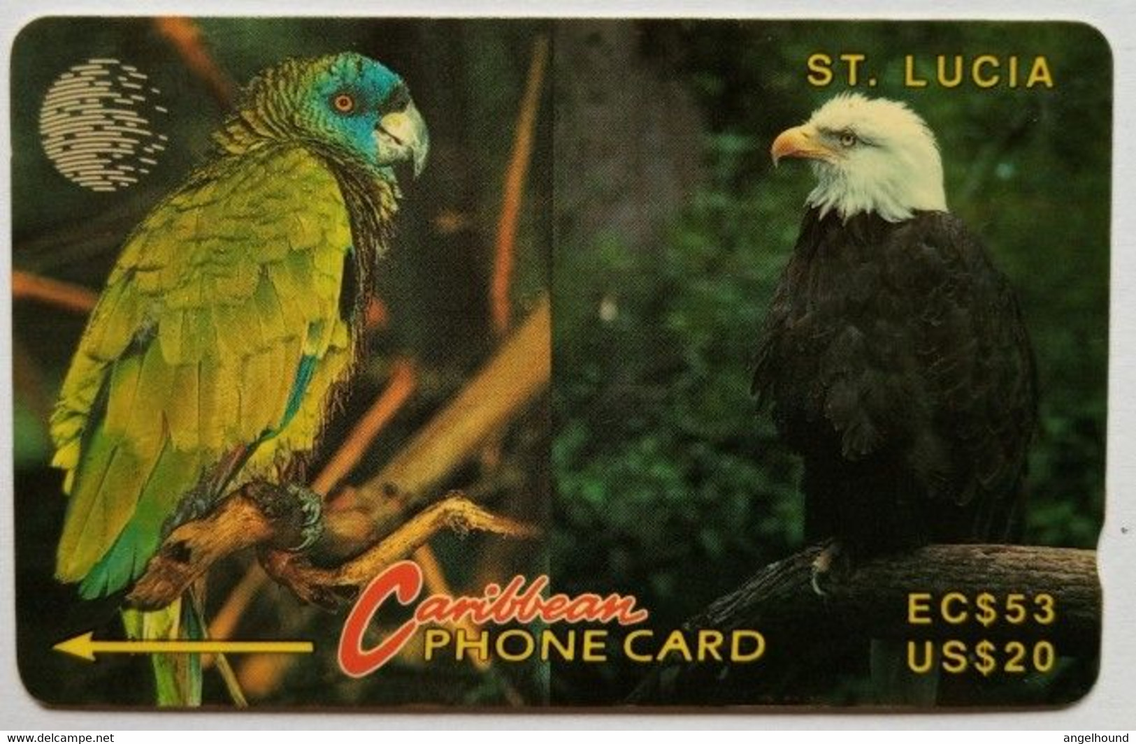 Saint Lucia Cable And Wireless 11CSLA  EC$53/US$20 " Bald Eagle And Amazon Parrot " - Sainte Lucie