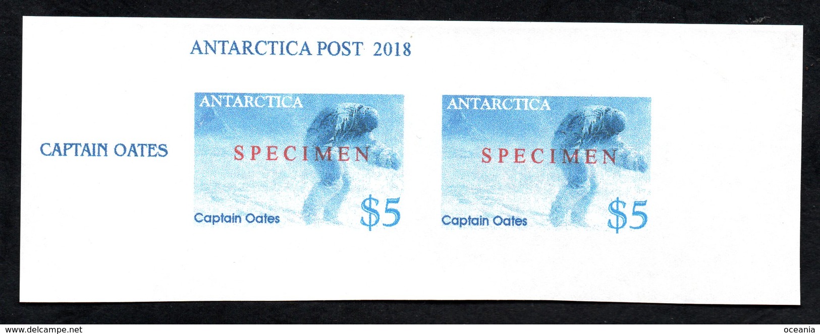 Antarctica Post Imperf Oates Specimen Overprint Pair. - Andere & Zonder Classificatie