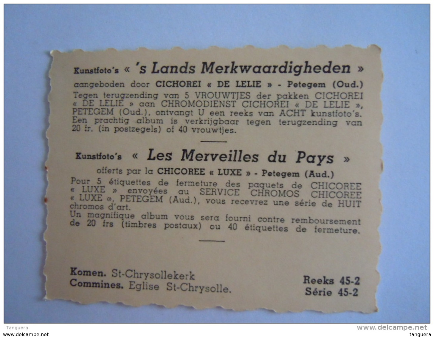 Chromo Cichorei De Lelie 's Lands Merkwaardigheden Reeks 45-2 Komen Commines St Chrysollekerk Eglise St-Chrysolle - Autres & Non Classés