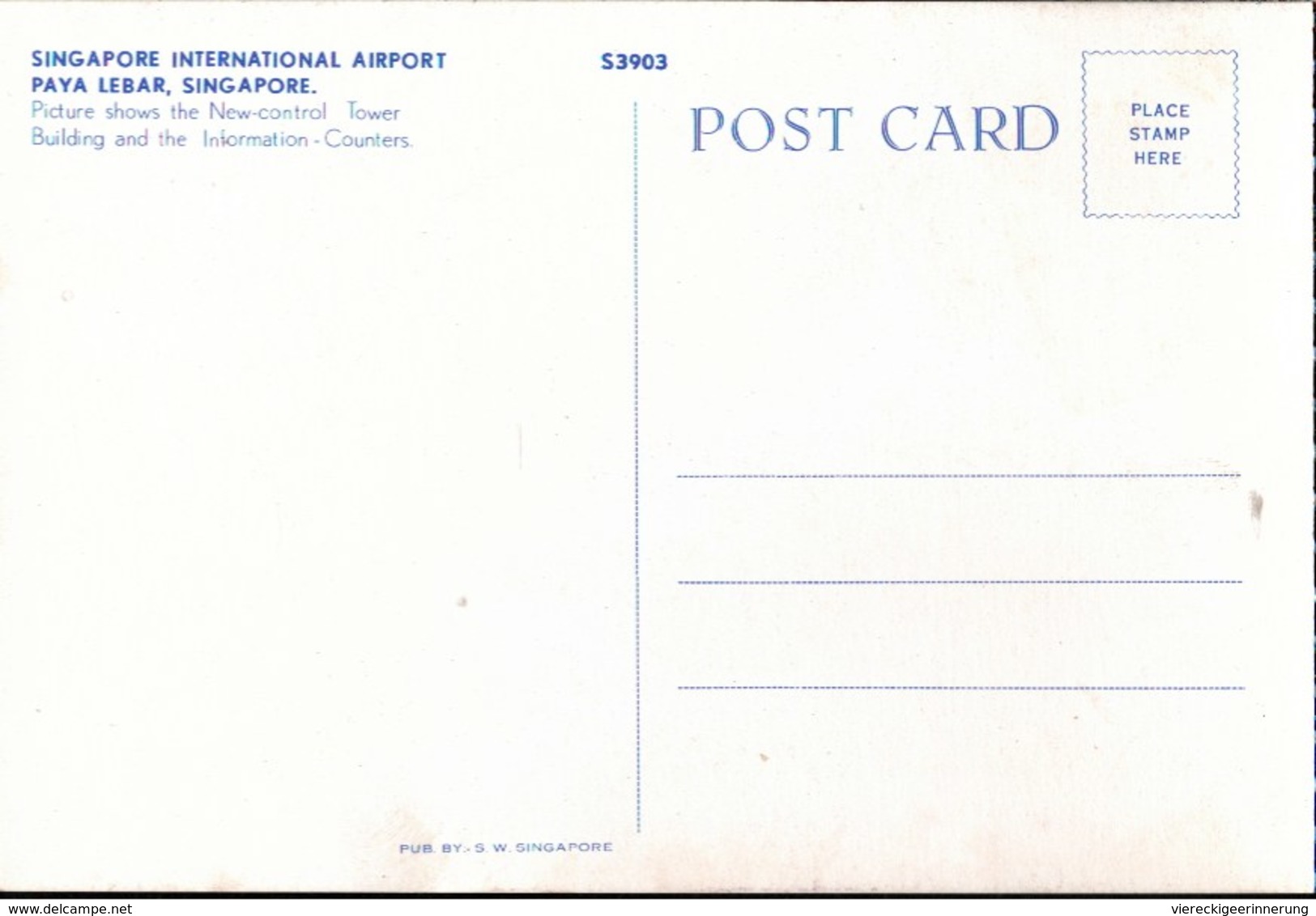 ! Modern Postcard Singapore International Airport Paya Lebar Singapur, Flughafen Aerodrome, Autos Cars, Tower, Voitures - Singapur